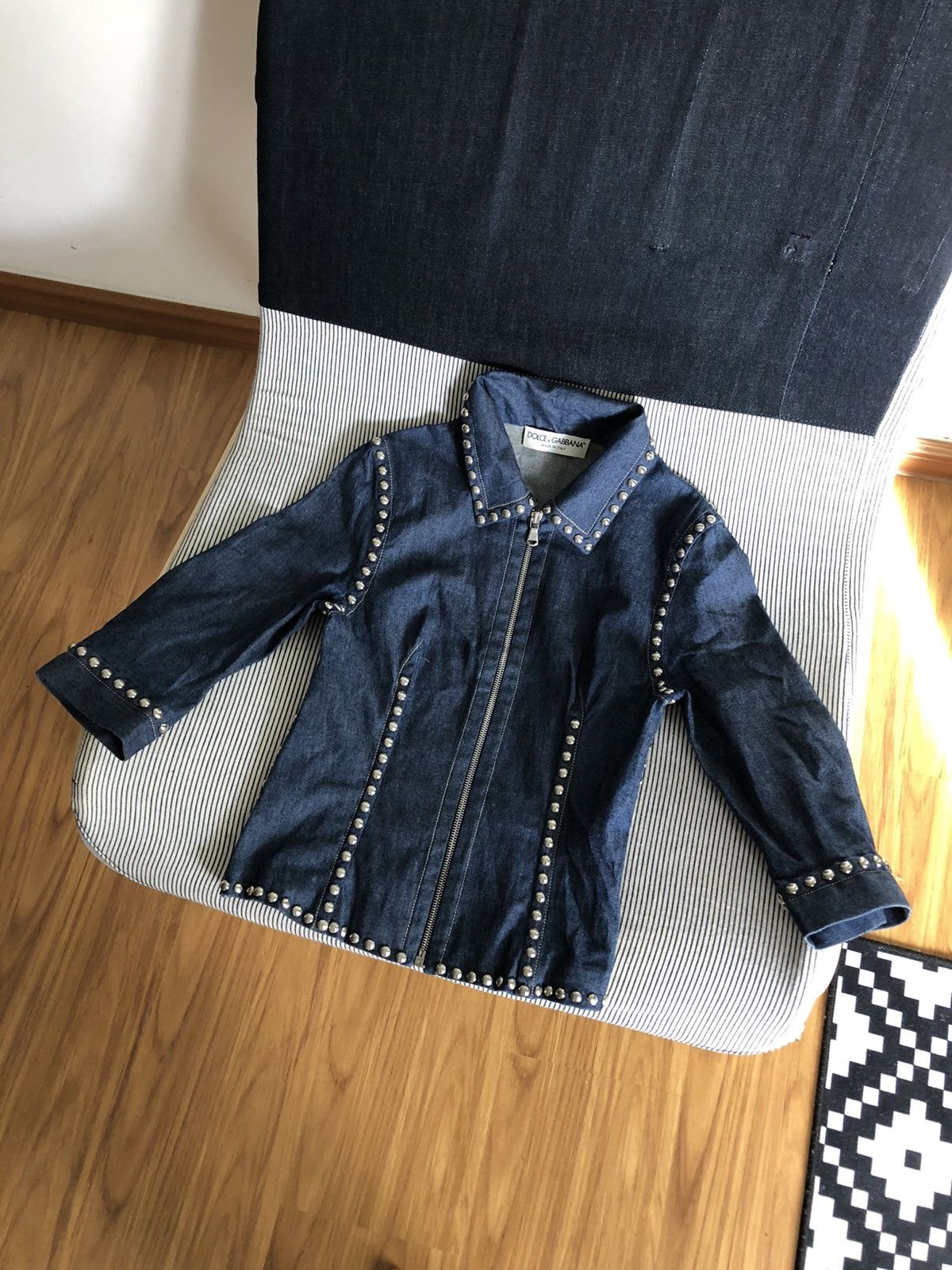 Dolce & Gabbana SS06 Dolce & Gabbana Studded Punk Style Denim Jacket Size US XXS / EU 40 - 1 Thumbnail