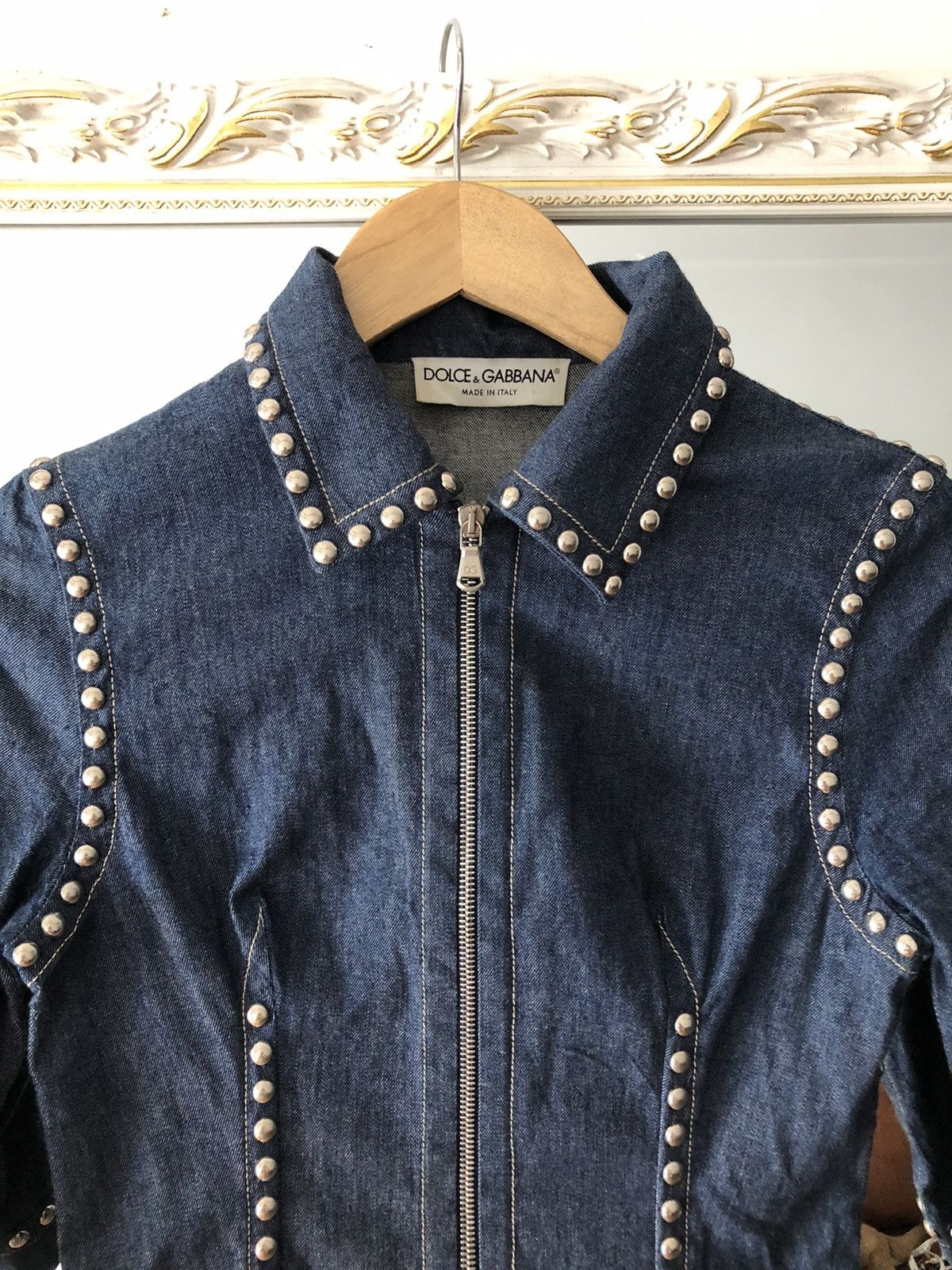 Dolce & Gabbana SS06 Dolce & Gabbana Studded Punk Style Denim Jacket Size US XXS / EU 40 - 10 Thumbnail