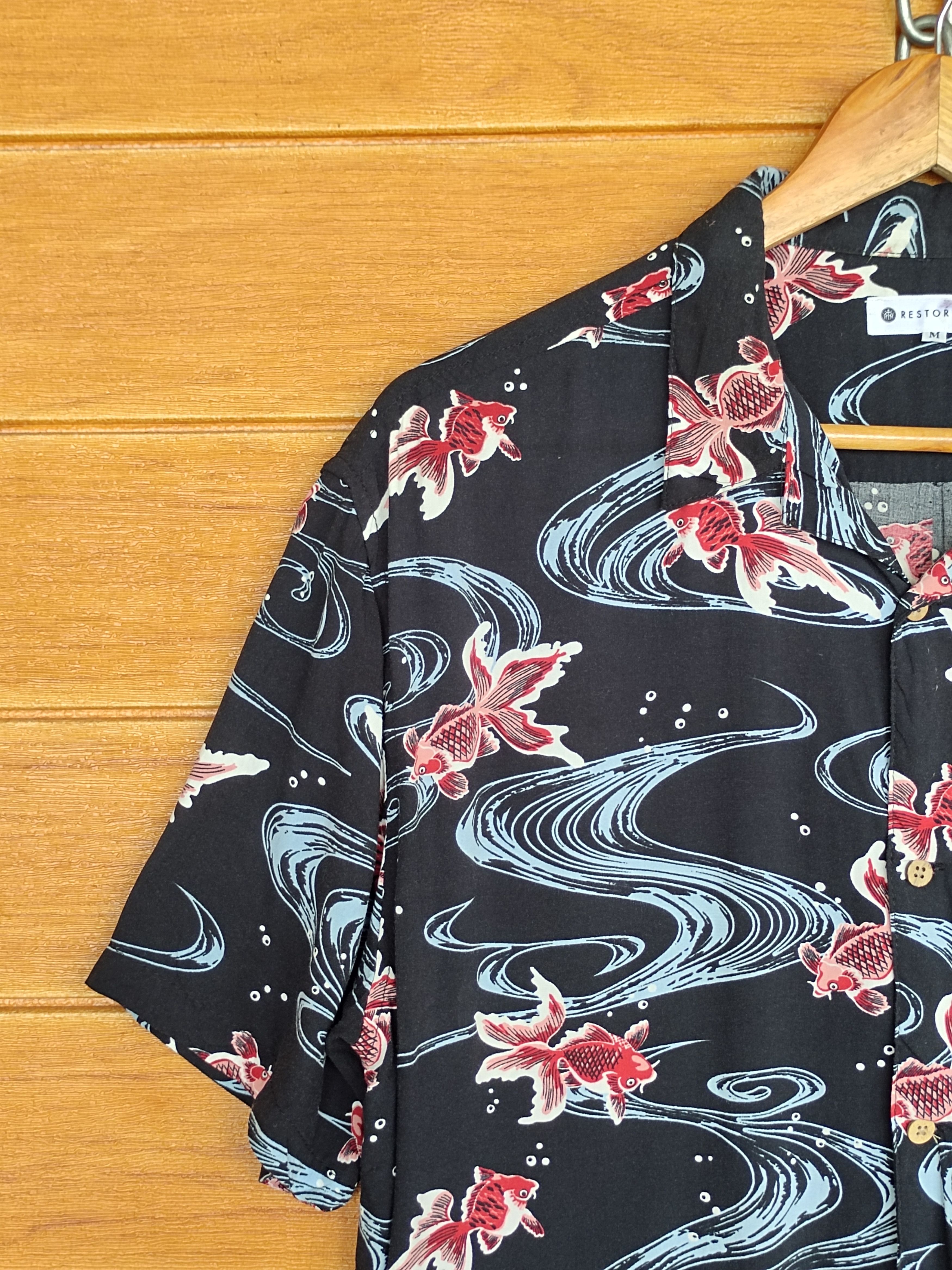 Karakuri Tamashii Japanese Hawaiian RESTORATION Goldfish Rayon Shirt Size US M / EU 48-50 / 2 - 7 Thumbnail