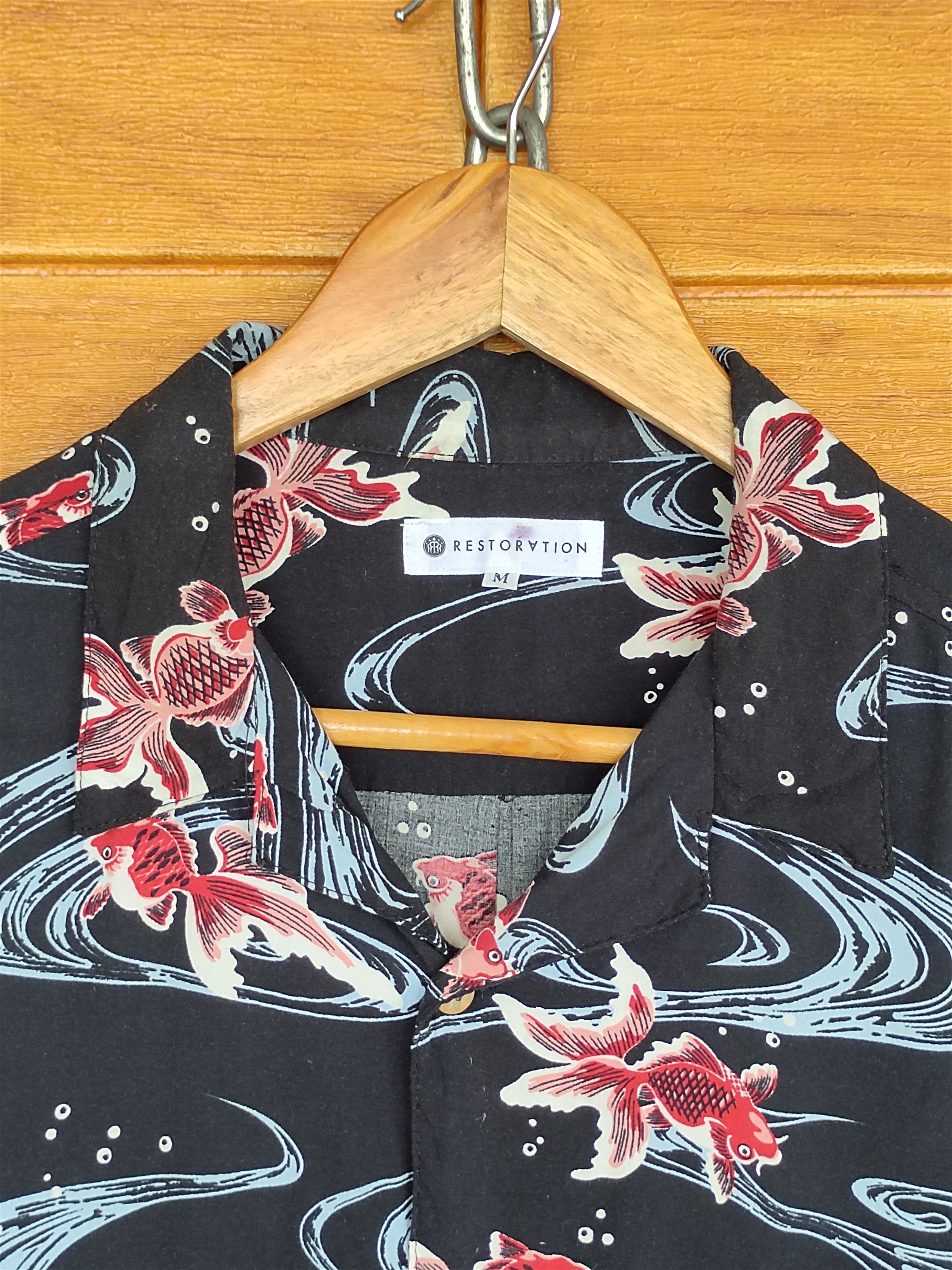 Karakuri Tamashii Japanese Hawaiian RESTORATION Goldfish Rayon Shirt Size US M / EU 48-50 / 2 - 5 Thumbnail