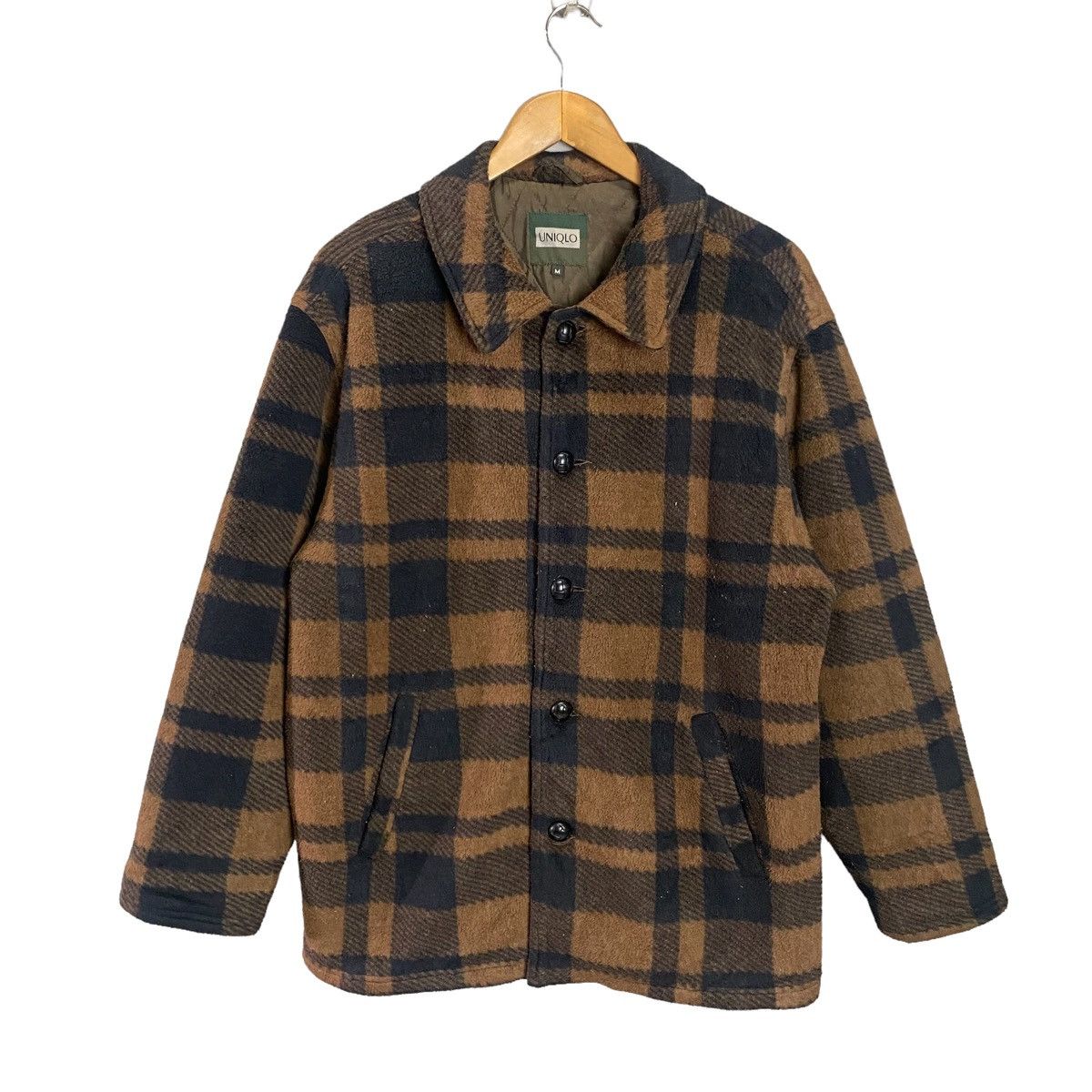 Vintage Uniqlo Tartan fleece button jacket