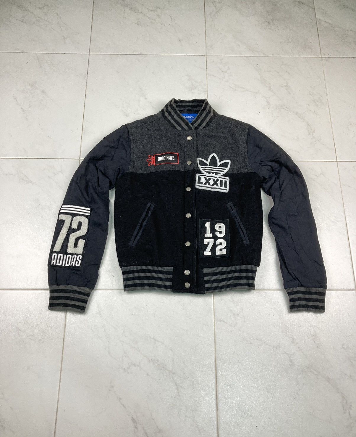 image of Adidas Originals Varsity Jacket 1972 For Kids in Black (Size 2XS)