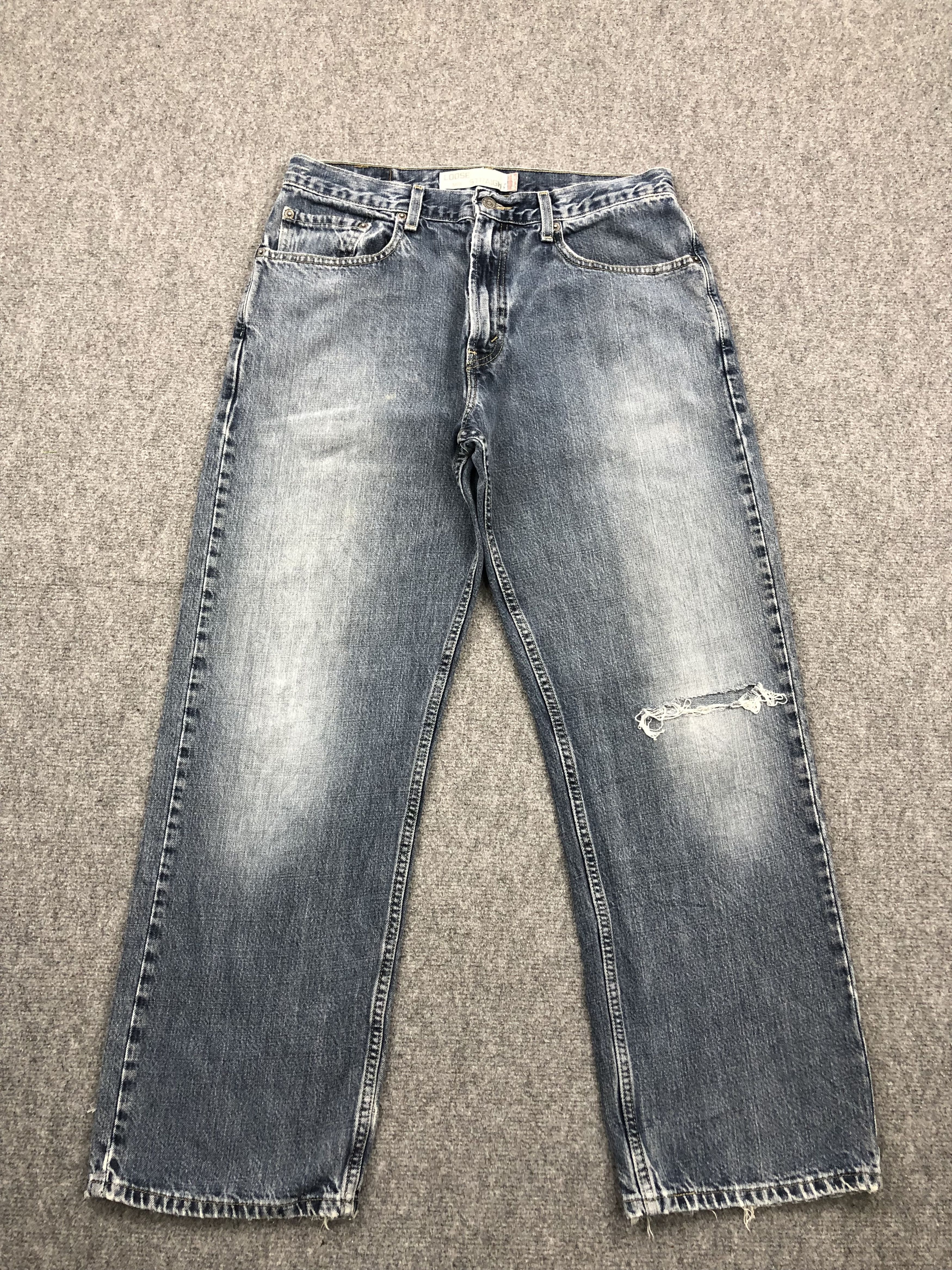 image of Levis 569 Faded Blue Jeans in Blue Denim, Men's (Size 34)