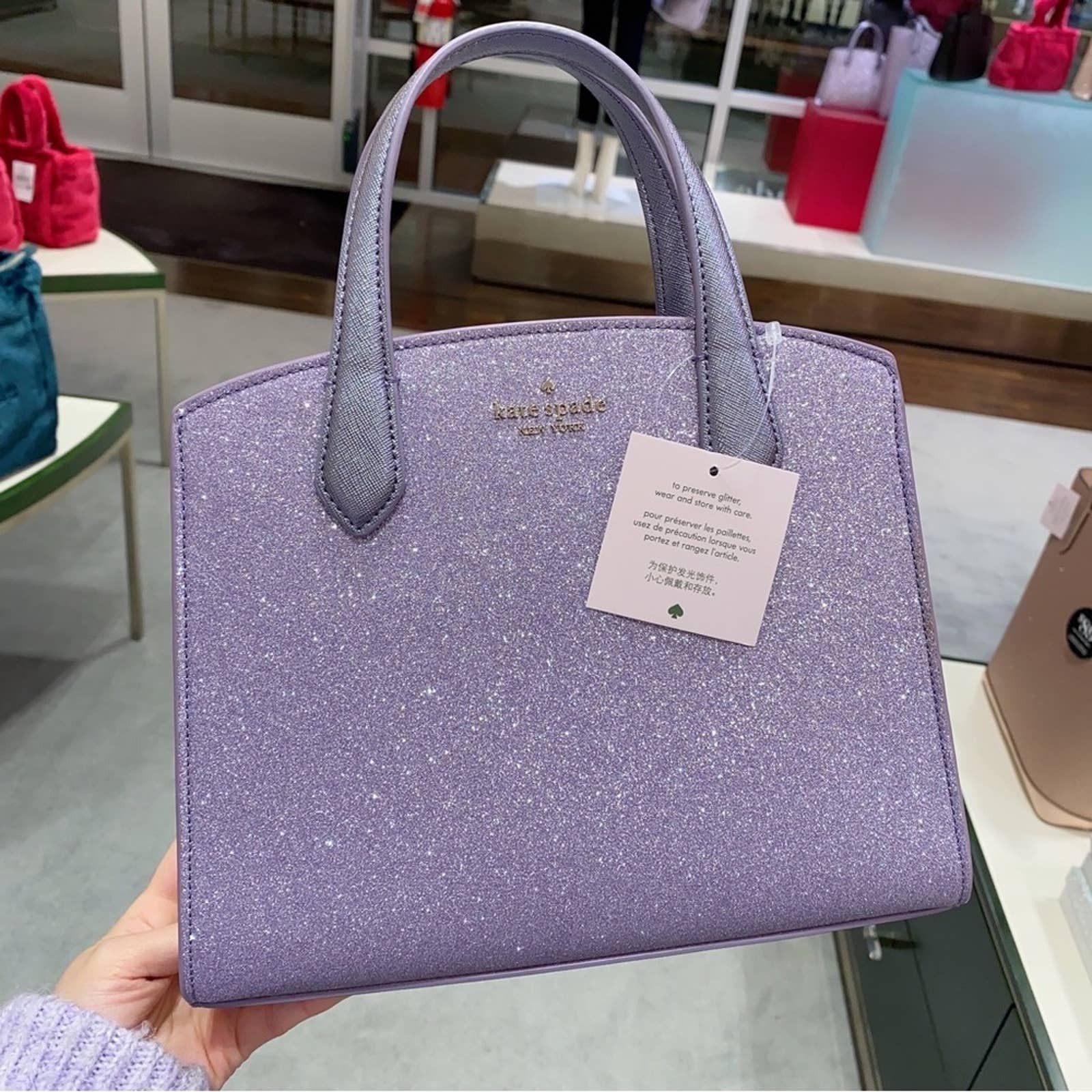 Kate Spade cheapest Tinsel Glitter Satchel Purse- Lilac Frost