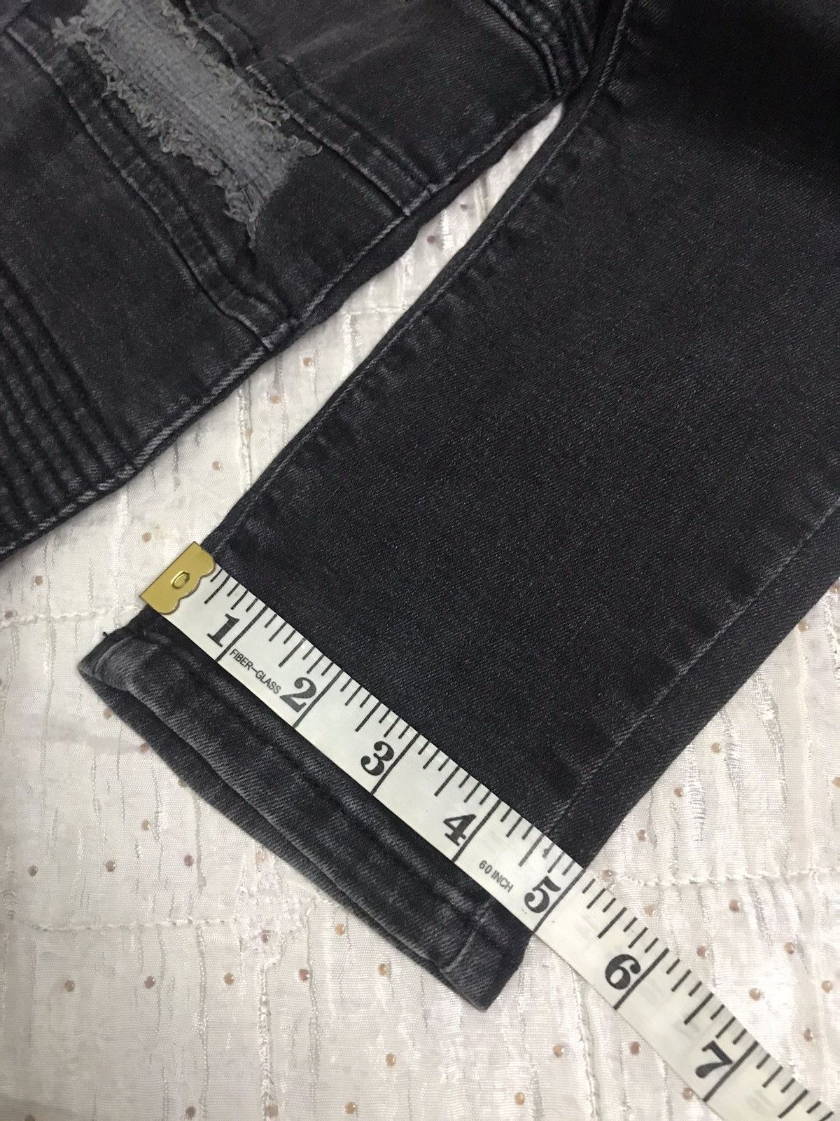 Zara Zara Biker Distressed Black Denim Size US 31 - 10 Thumbnail