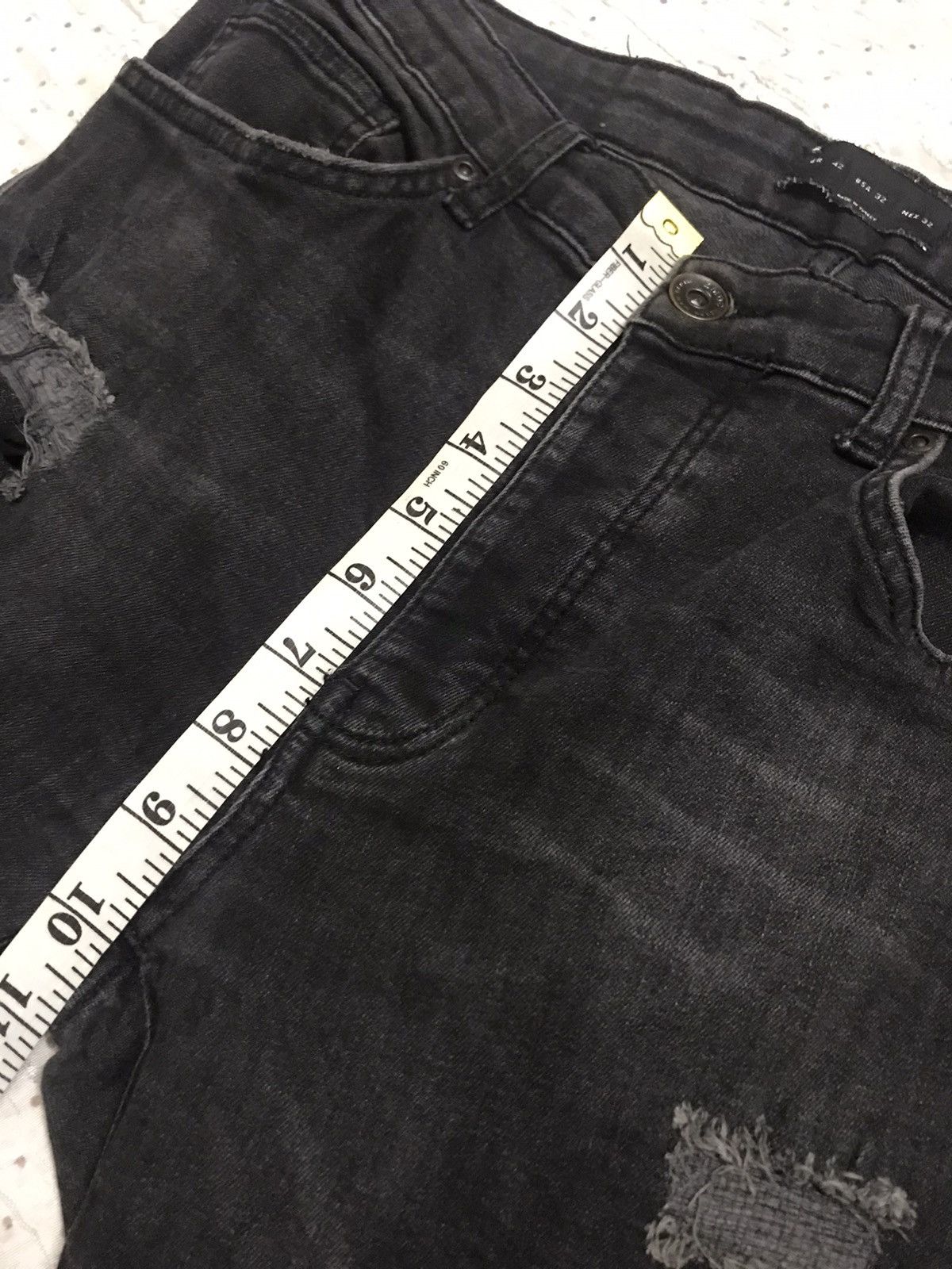 Zara Zara Biker Distressed Black Denim Size US 31 - 7 Thumbnail
