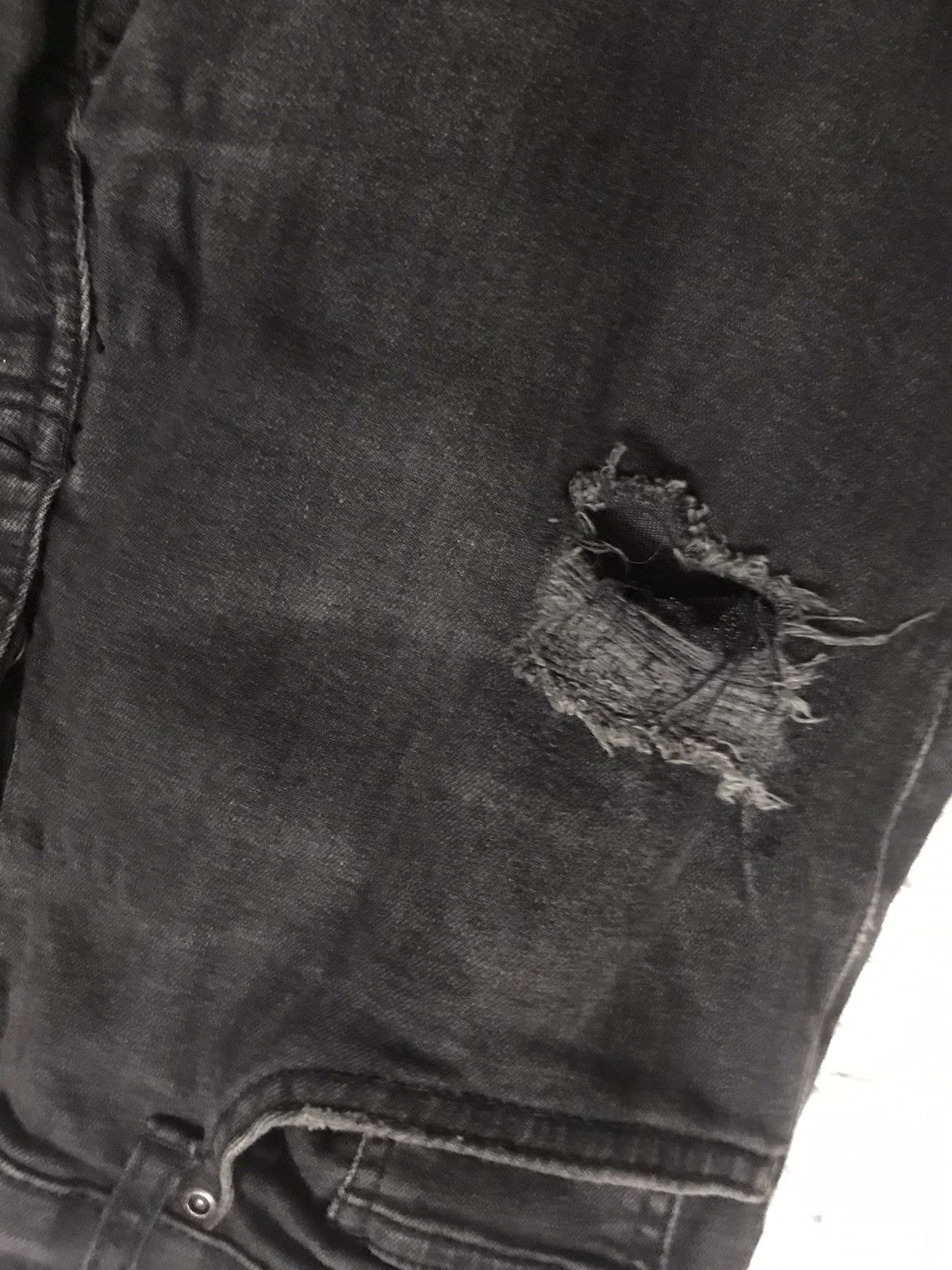 Zara Zara Biker Distressed Black Denim Size US 31 - 5 Thumbnail