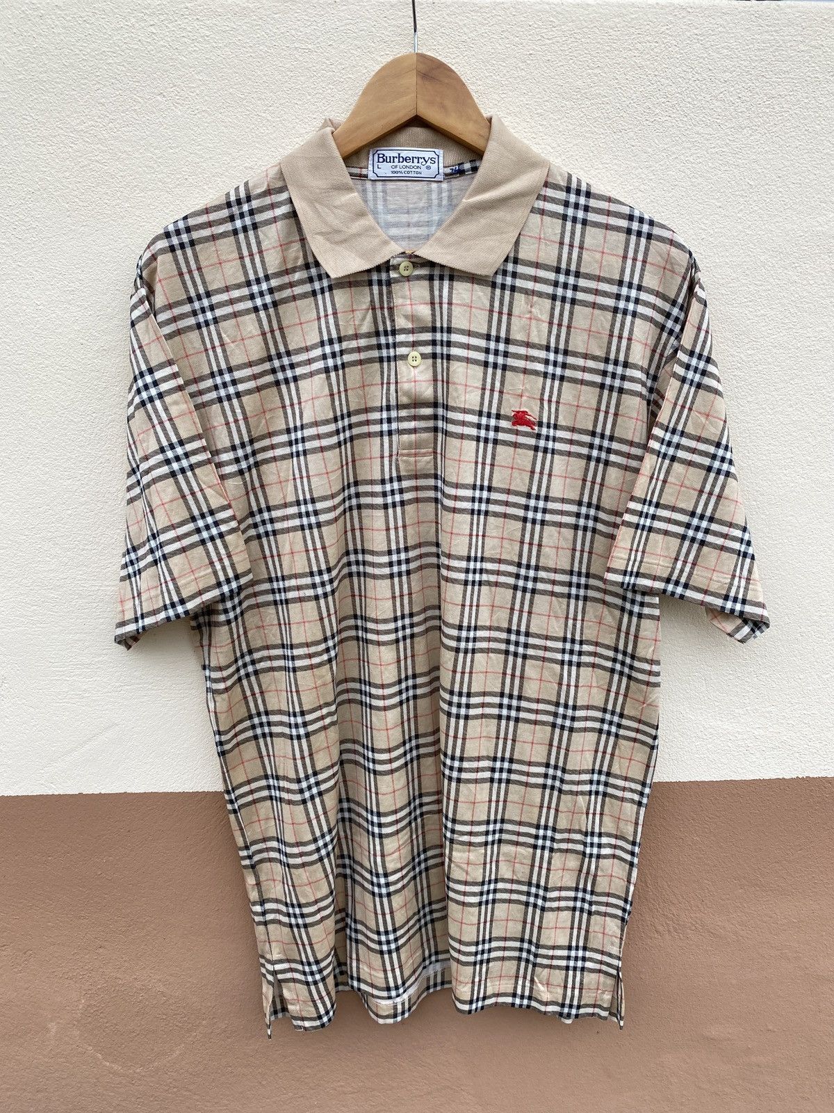 vintage burberrys polo shirt nova check