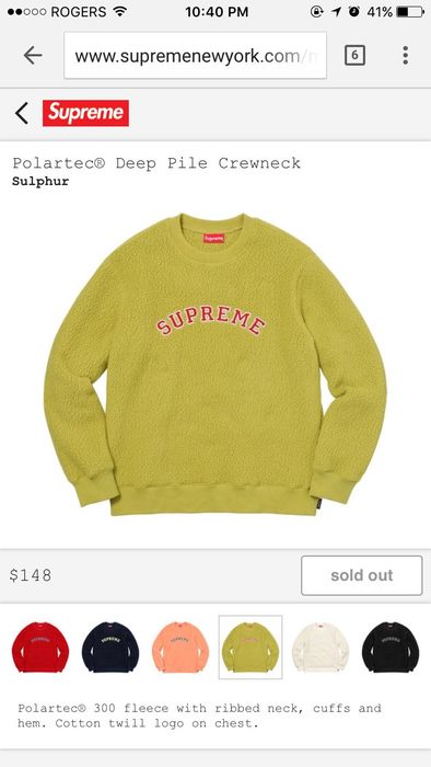 Supreme polartec best sale deep pile crewneck