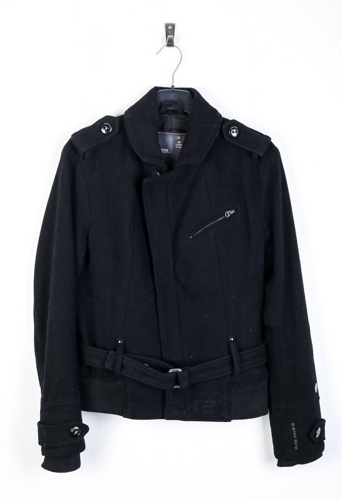 G-Star Short Motor Jacket Wool Women Coat Biker Zip Belted Winter Size M / US 6-8 / IT 42-44 - 1 Thumbnail
