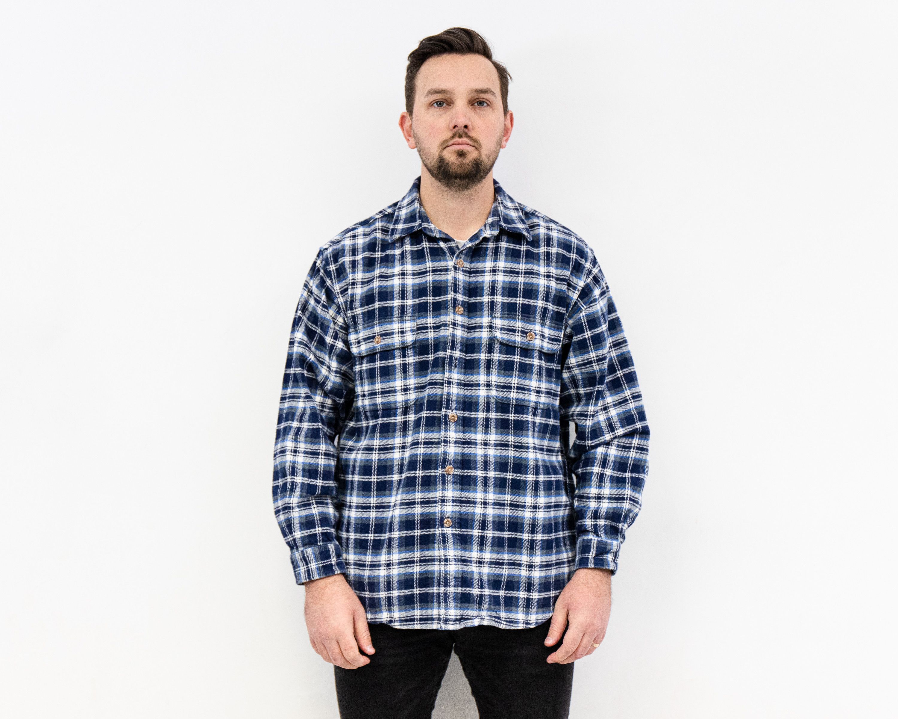 Field & Stream Flannel Button Up Shirt L Jacket Plaid Tartan Check Top Vtg Size US L / EU 52-54 / 3 - 3 Thumbnail