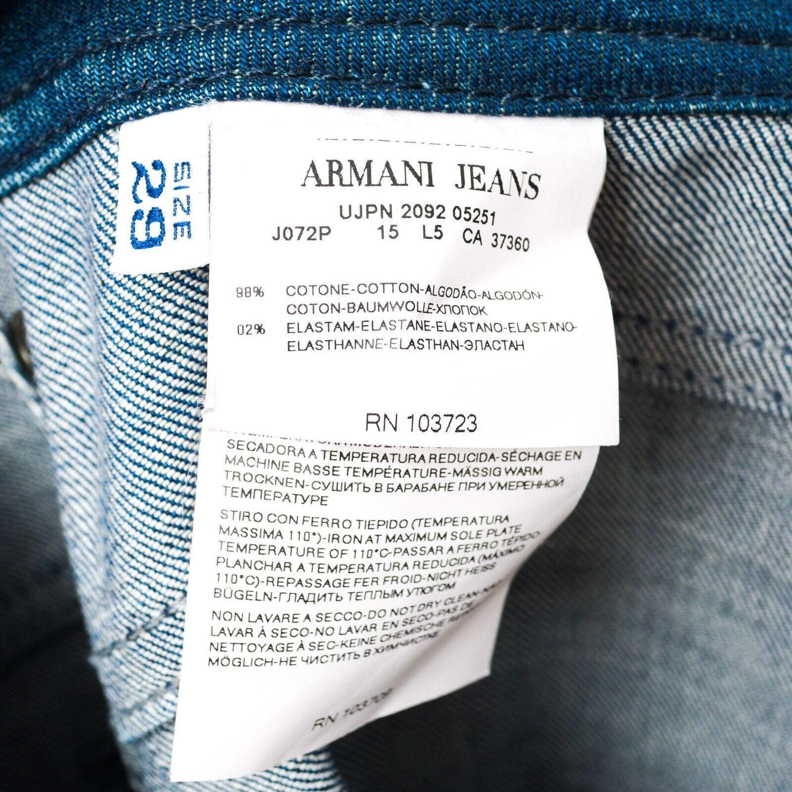 Armani × Giorgio Armani Indigo 009 Women Jeans W29 L34 Trousers Denim Mid Waist Size 29" - 8 Thumbnail
