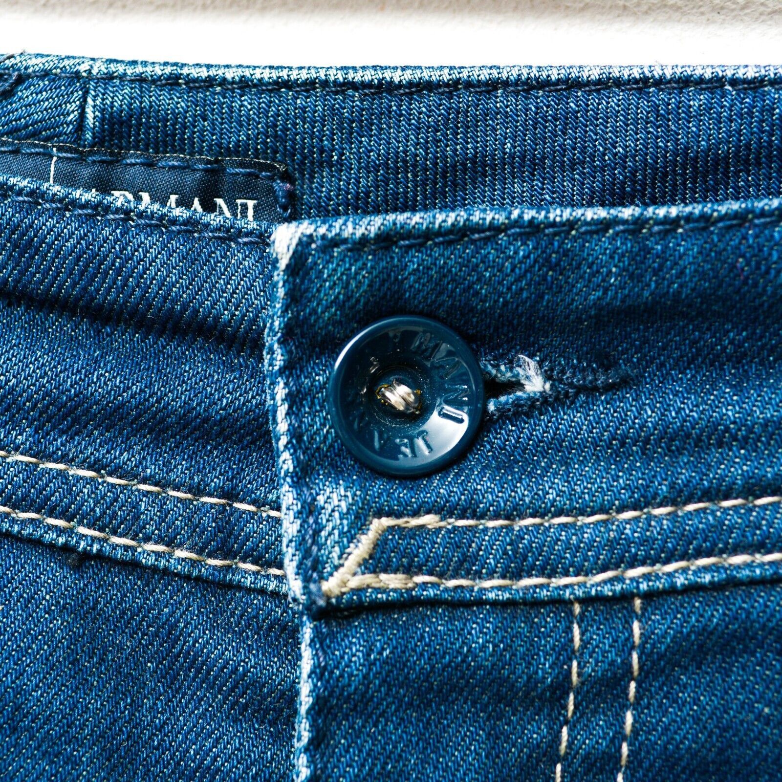 Armani × Giorgio Armani Indigo 009 Women Jeans W29 L34 Trousers Denim Mid Waist Size 29" - 3 Thumbnail