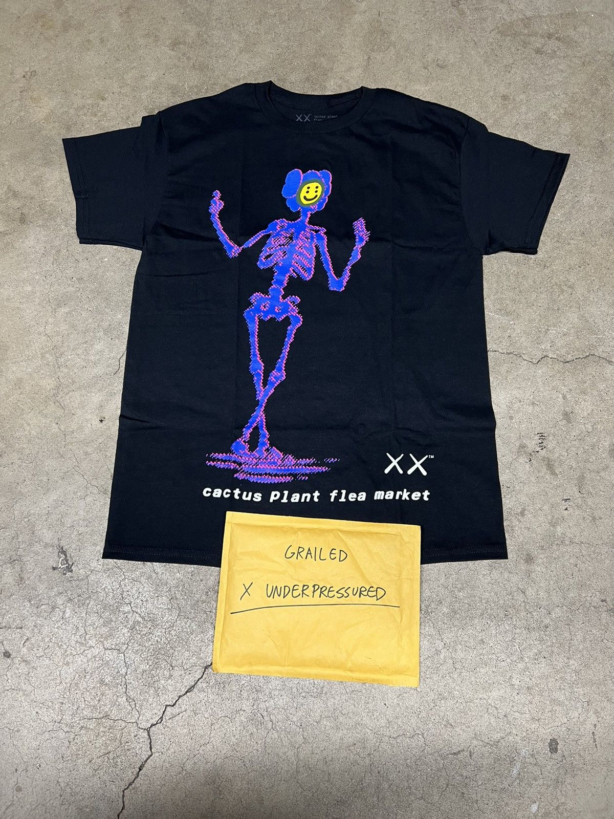 Cactus Plant Flea Market NEW** CPFM KAWS T SHIRT BLACK MEDIUM | Grailed