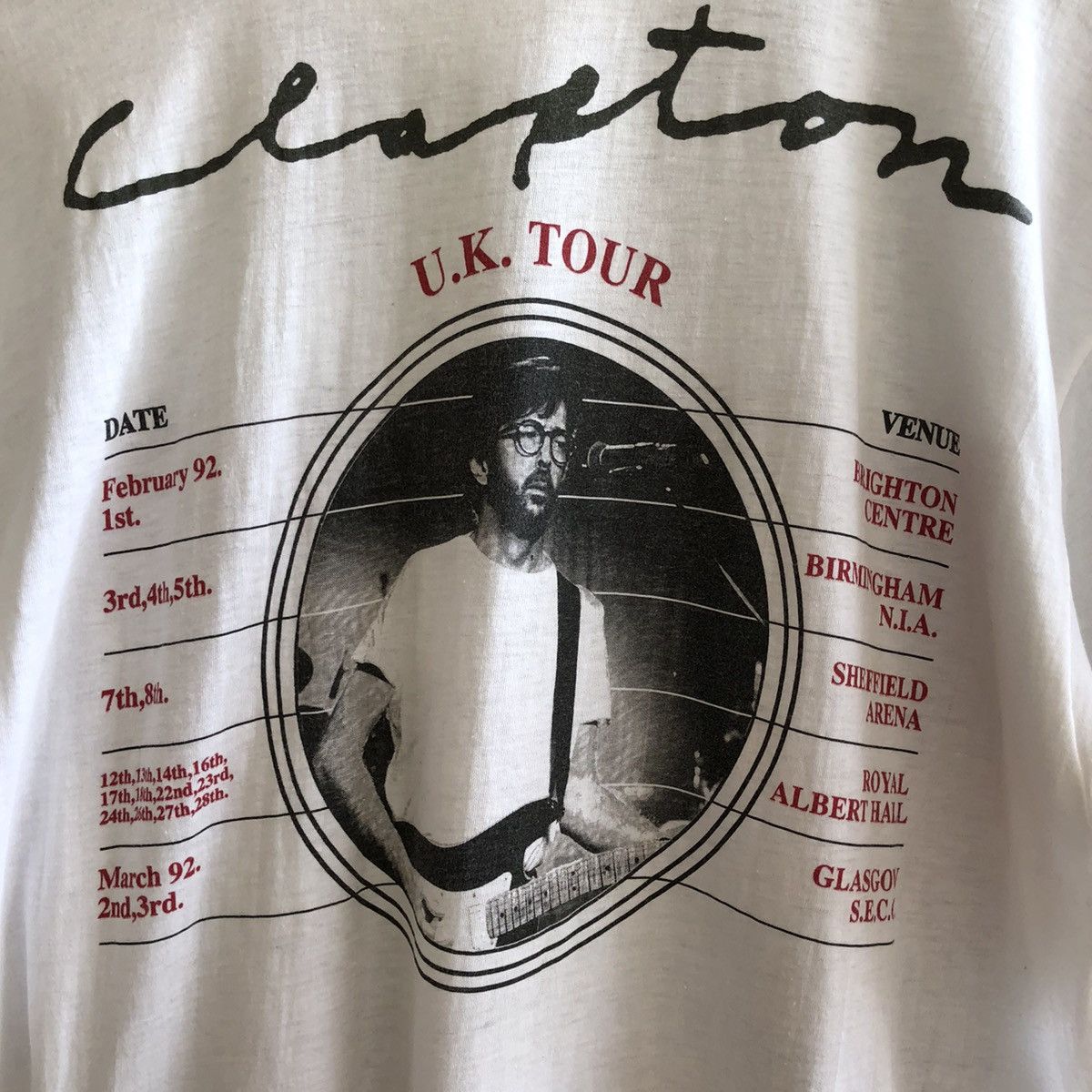 Band Tees × Vintage Vintage 90s Eric Clapton 92 UK Tour TShirt Size US L / EU 52-54 / 3 - 6 Thumbnail