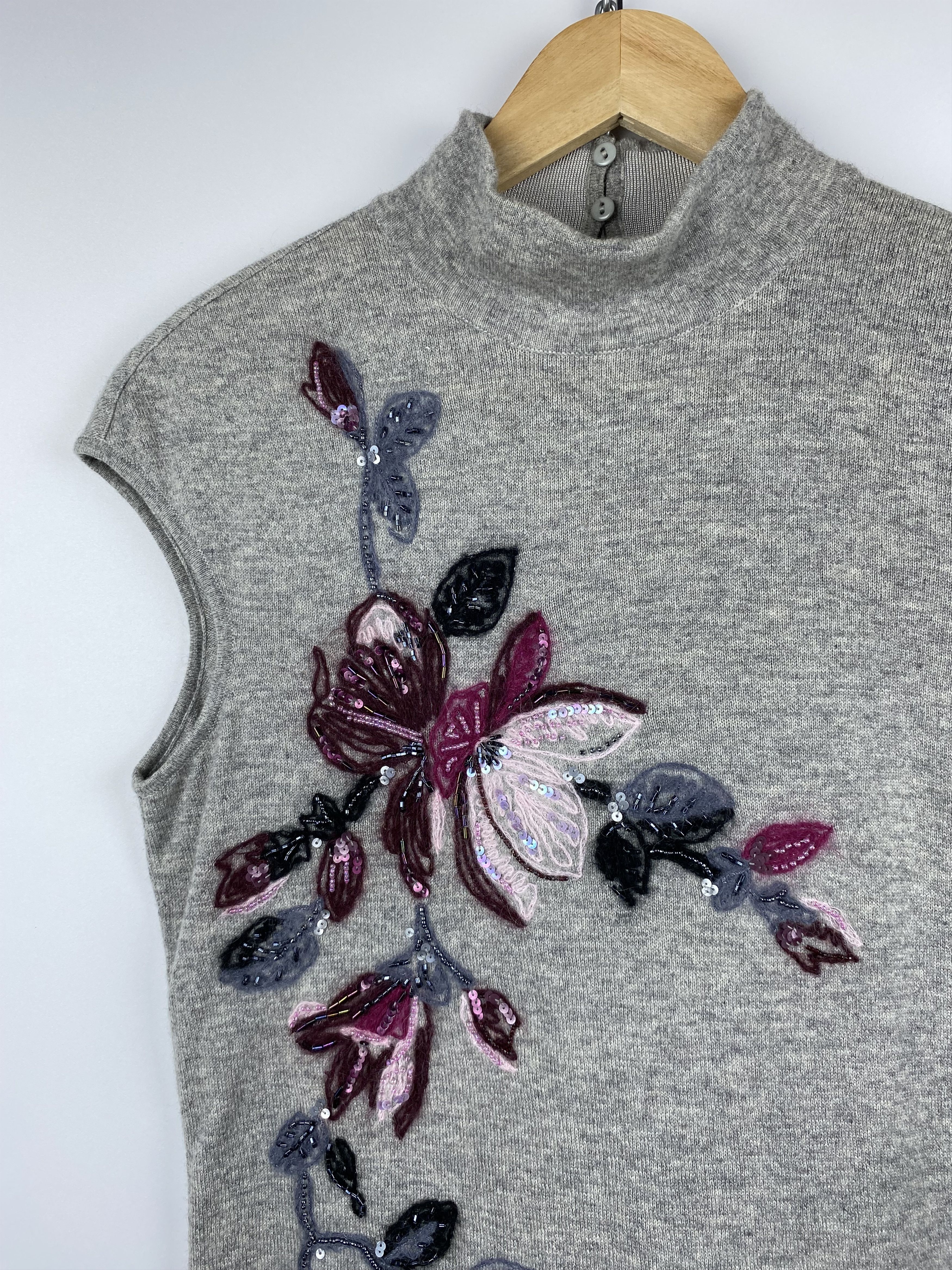 Escada Floral Wool Silk Women's Sweater Sleeveless