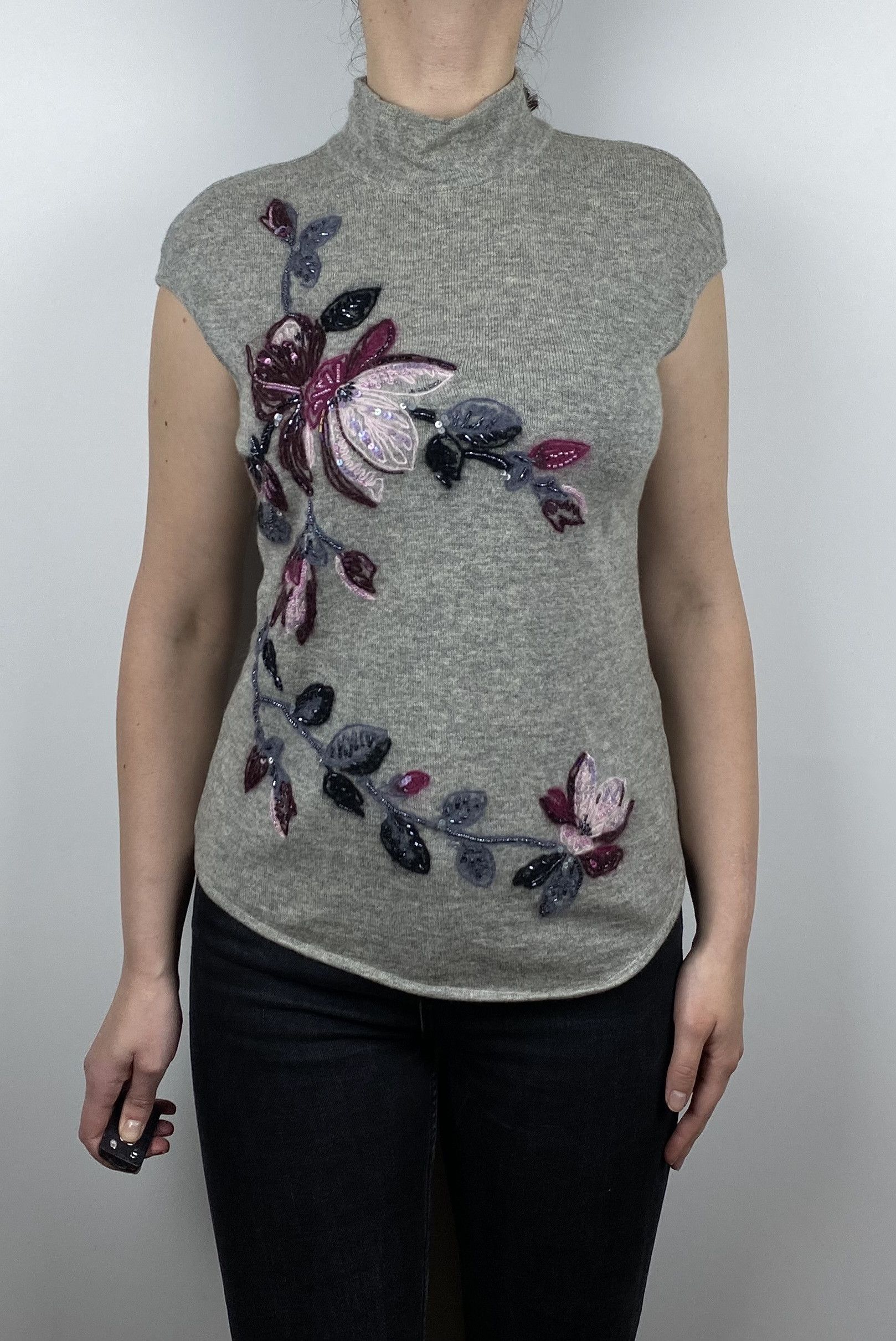 Escada Floral Wool Silk Women's Sweater Sleeveless