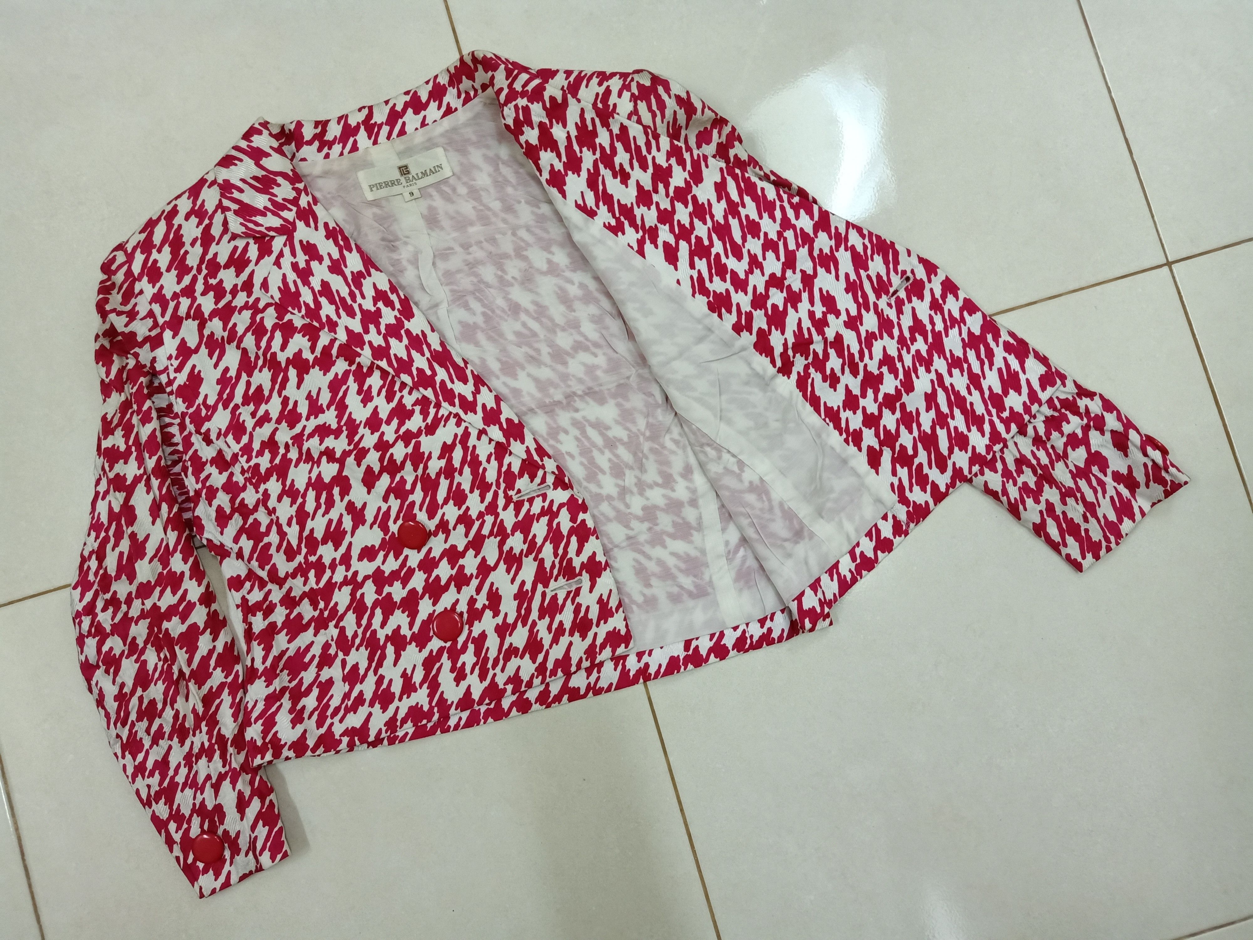 Balmain PIERRE BALMAIN Paris Cashmere Houndstooth Pink Crop Blazer Size M / US 6-8 / IT 42-44 - 5 Thumbnail