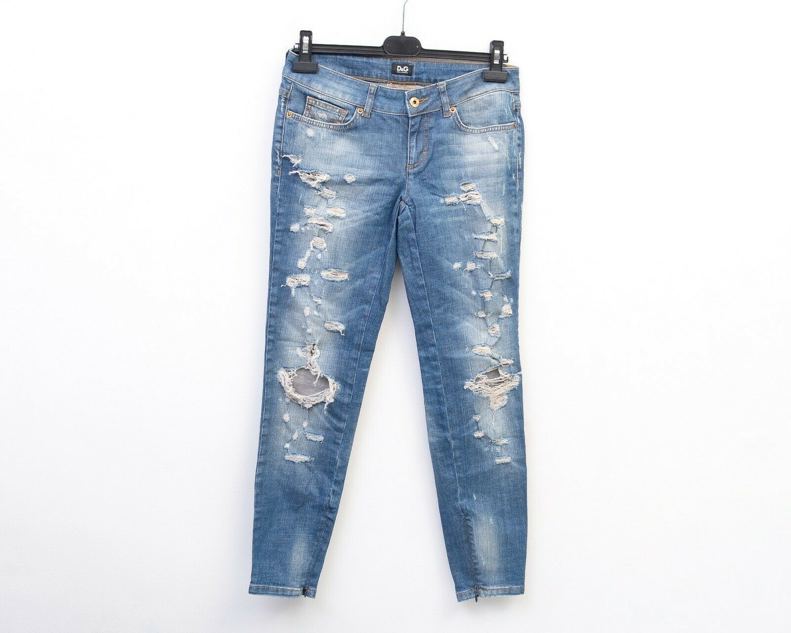 Dolce & Gabbana Skinny Women's W27 Distressed Jeans Trousers Very tight D&G Size 27" / US 4 / IT 40 - 1 Thumbnail