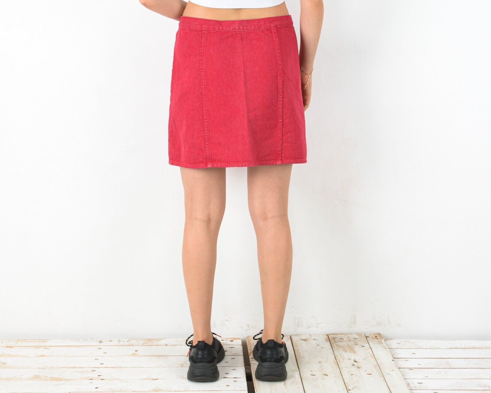 H&M × Vintage Casual Denim Jean Skirt Pencil Above Knee Snap Buttons Mod Size 32" / US 10 / IT 46 - 3 Thumbnail
