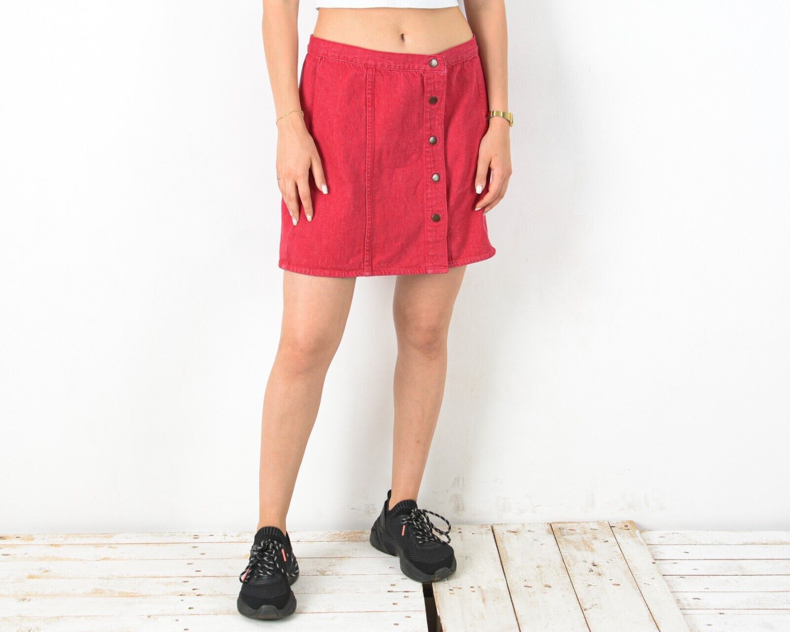 H&M × Vintage Casual Denim Jean Skirt Pencil Above Knee Snap Buttons Mod Size 32" / US 10 / IT 46 - 1 Thumbnail