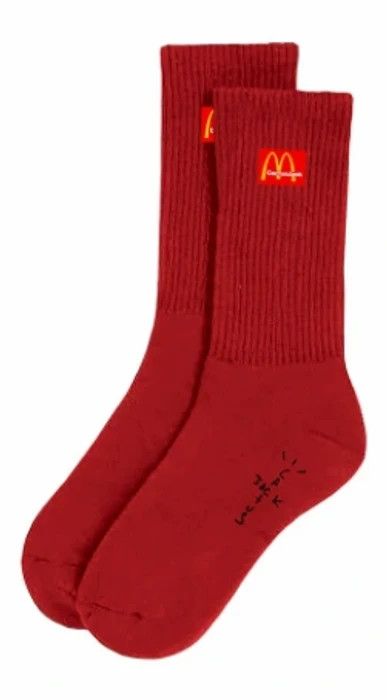 Travis Scott Travis Scott McDonalds CJ Arches Socks Red Pair Crew Size ONE SIZE - 1 Thumbnail
