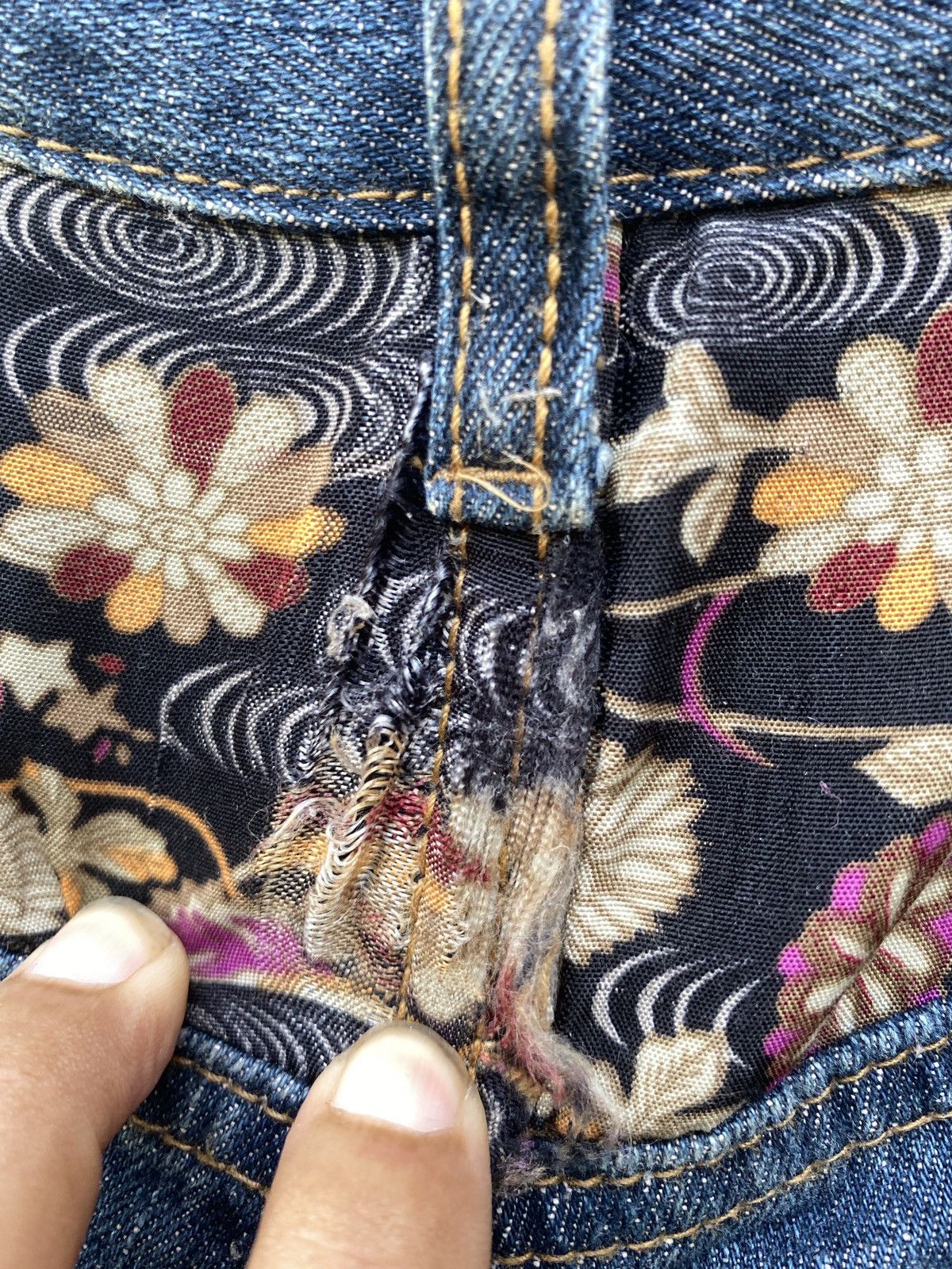 Japanese Brand Memory special koi fish embroidered distressed pant Size US 36 / EU 52 - 4 Thumbnail