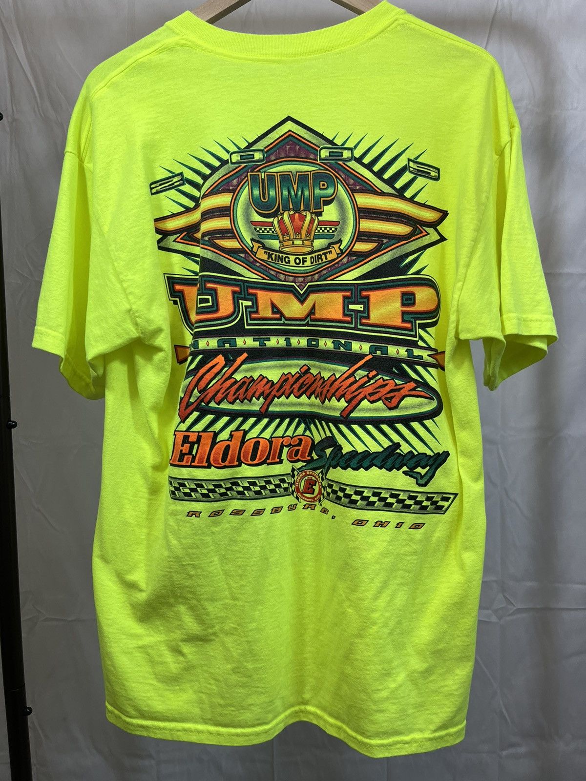 Vintage 2000s Speedway Car Race Y2K Neon Tee Size US L / EU 52-54 / 3 - 8 Thumbnail