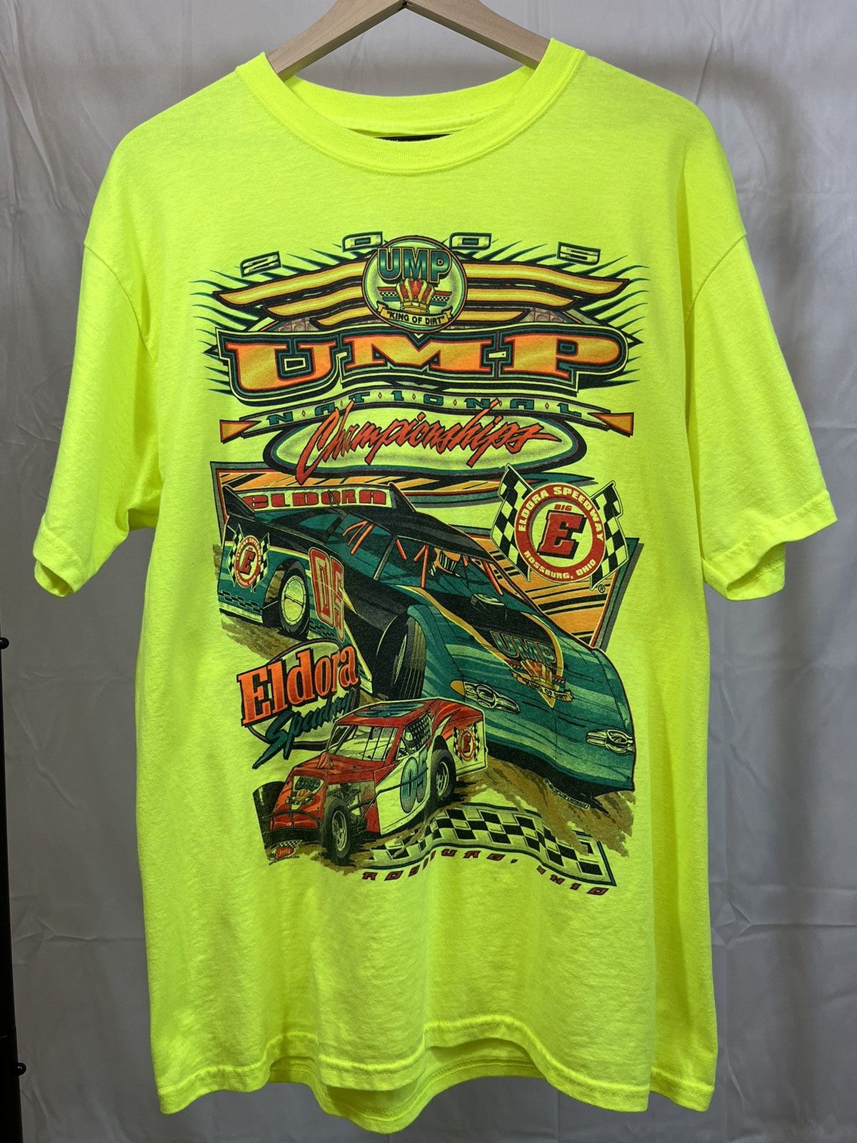 Vintage 2000s Speedway Car Race Y2K Neon Tee Size US L / EU 52-54 / 3 - 1 Thumbnail