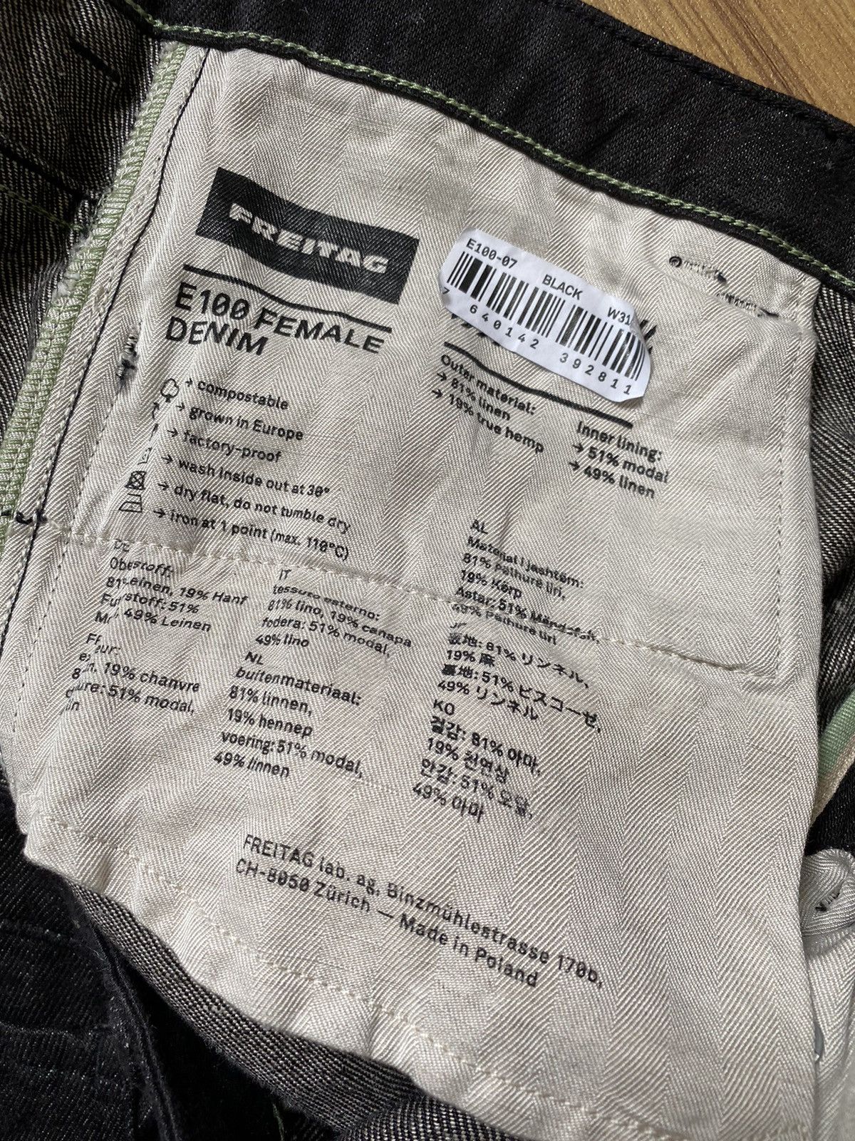 Freitag Eco Freitag Linen E100 Black Denim Jeans Pants 31/32 Evisu Size US 31 - 9 Thumbnail