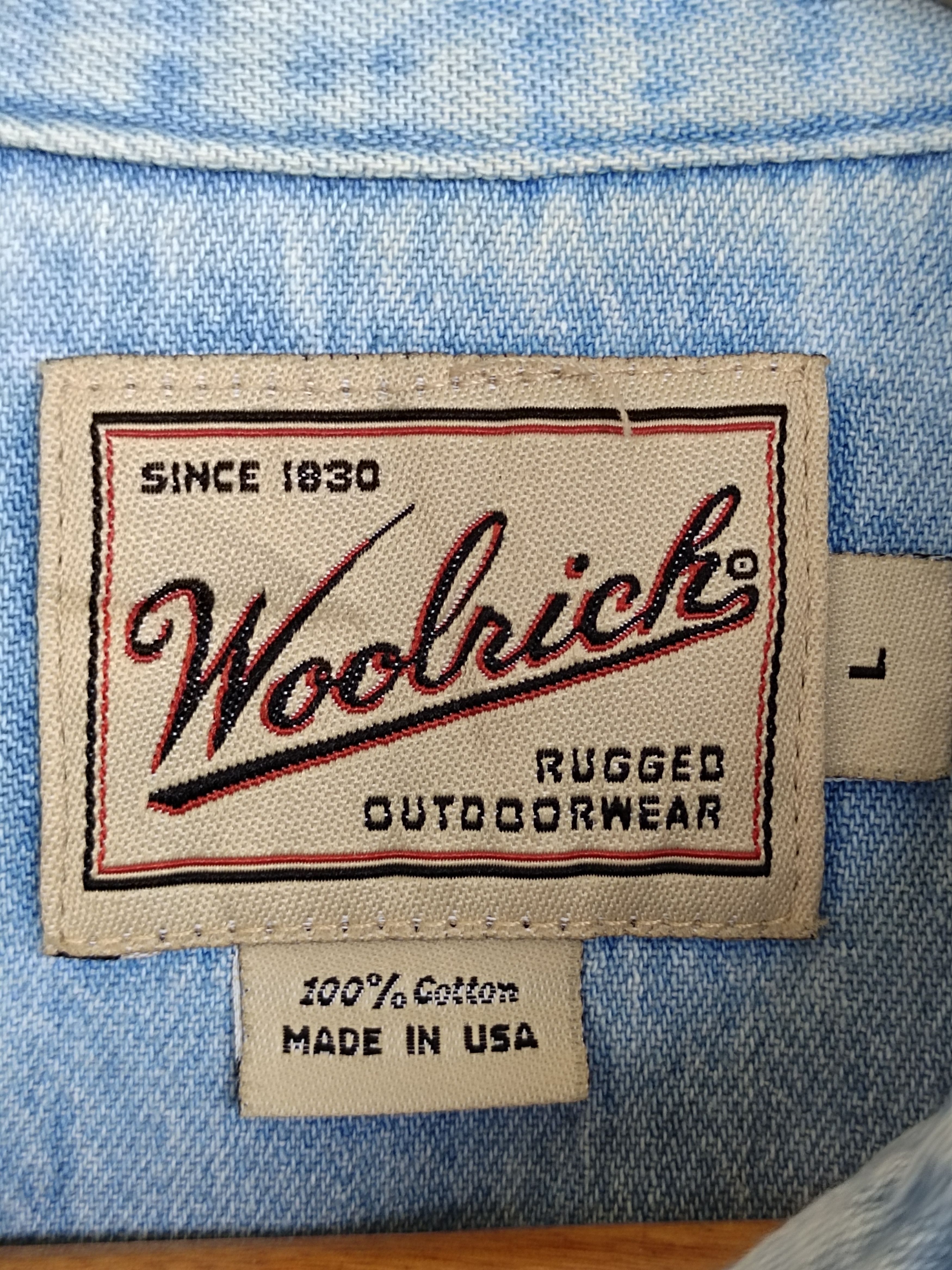 Vintage × Woolrich Woolen Mills Vintage 80s Woolrich "Aztec" Denim Shirt Size US L / EU 52-54 / 3 - 14 Thumbnail