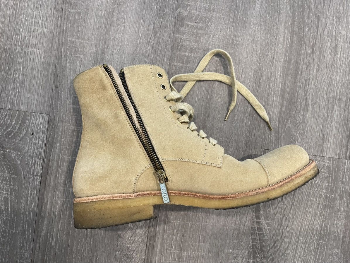 Oro Los Angeles Oro Los Angeles Beige Crepe Combat Boots Size US 8 / EU 41 - 6 Thumbnail