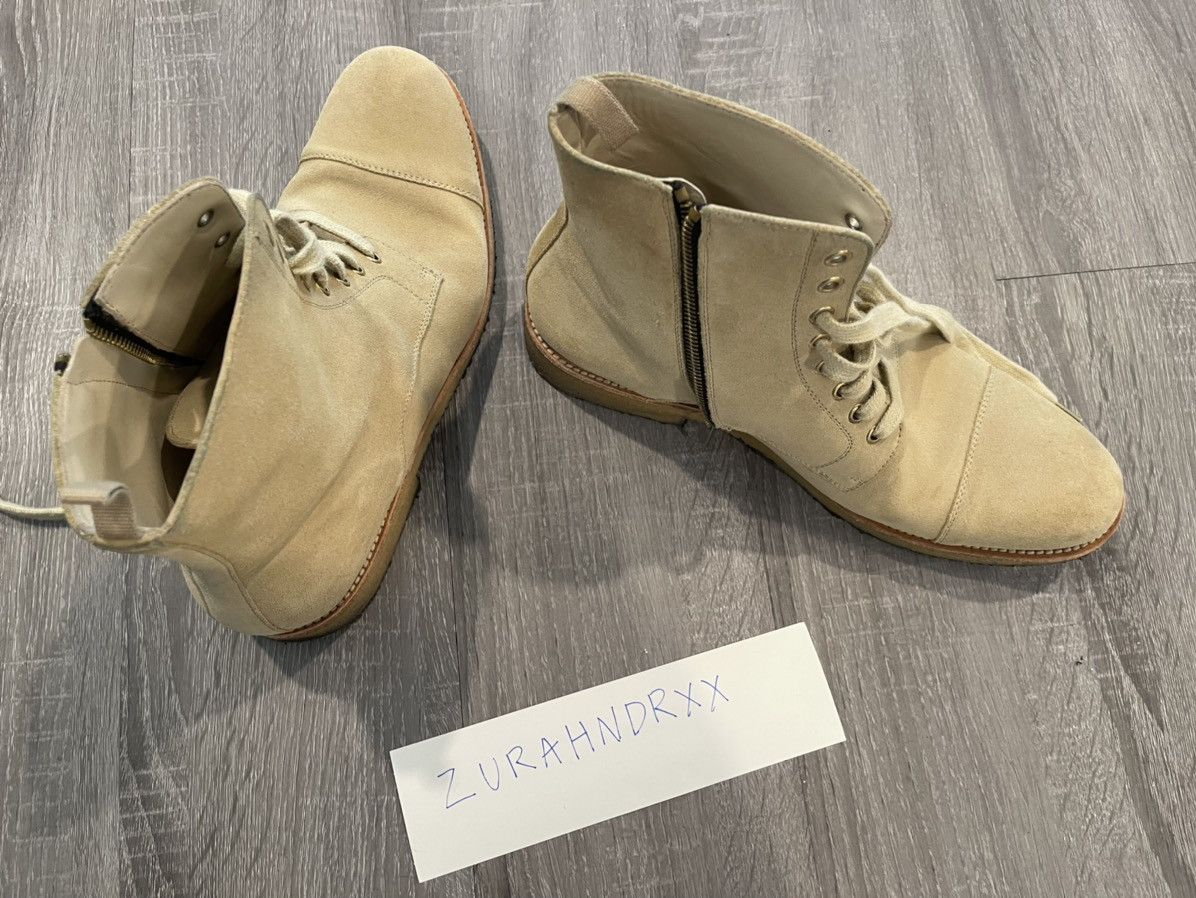 Oro Los Angeles Oro Los Angeles Beige Crepe Combat Boots Size US 8 / EU 41 - 8 Thumbnail