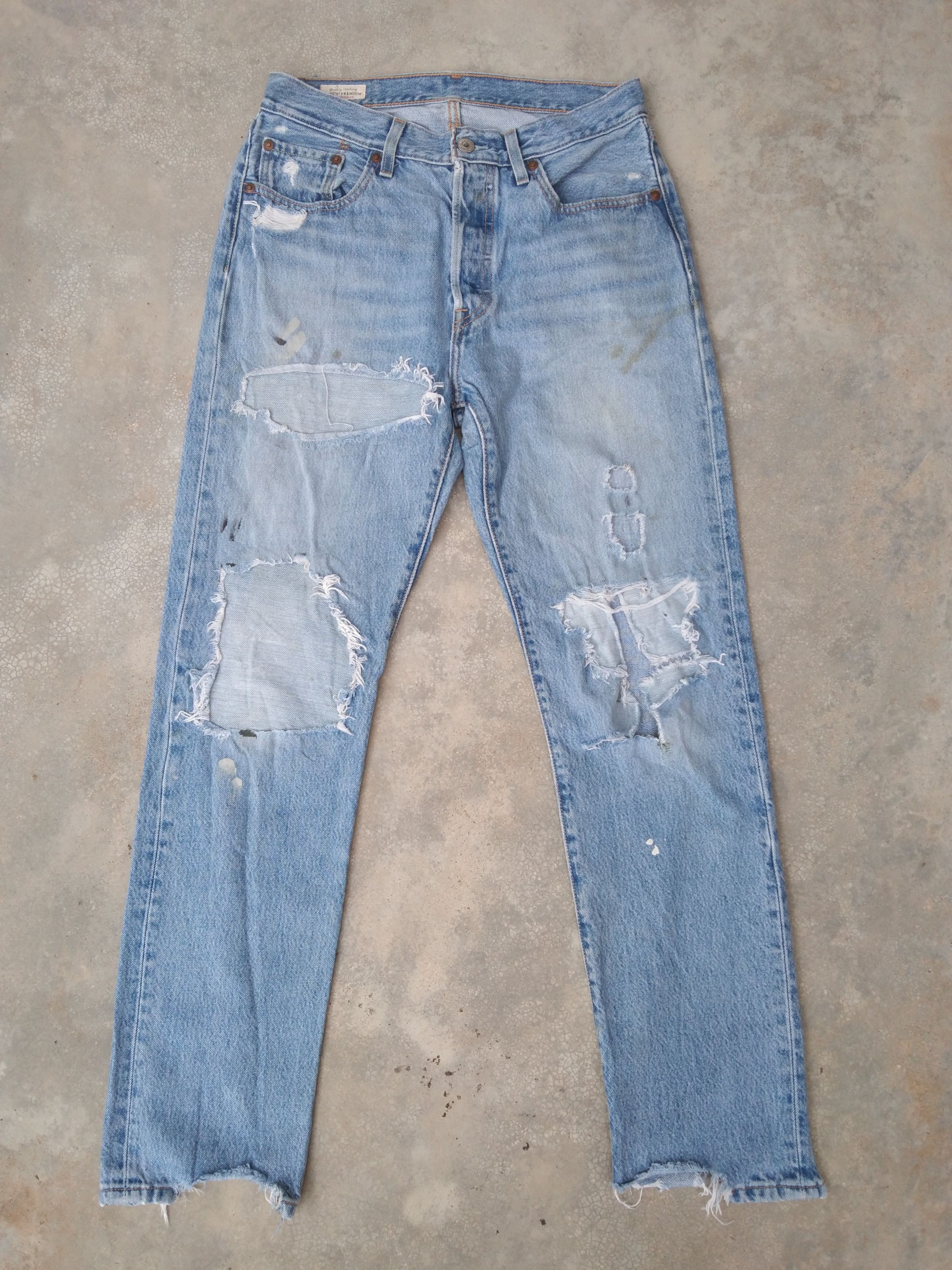 image of Levis x Vintage Levi's 501 Big E Thrashed Repaired Distressed Jeans in Blue, Men's (Size 30)