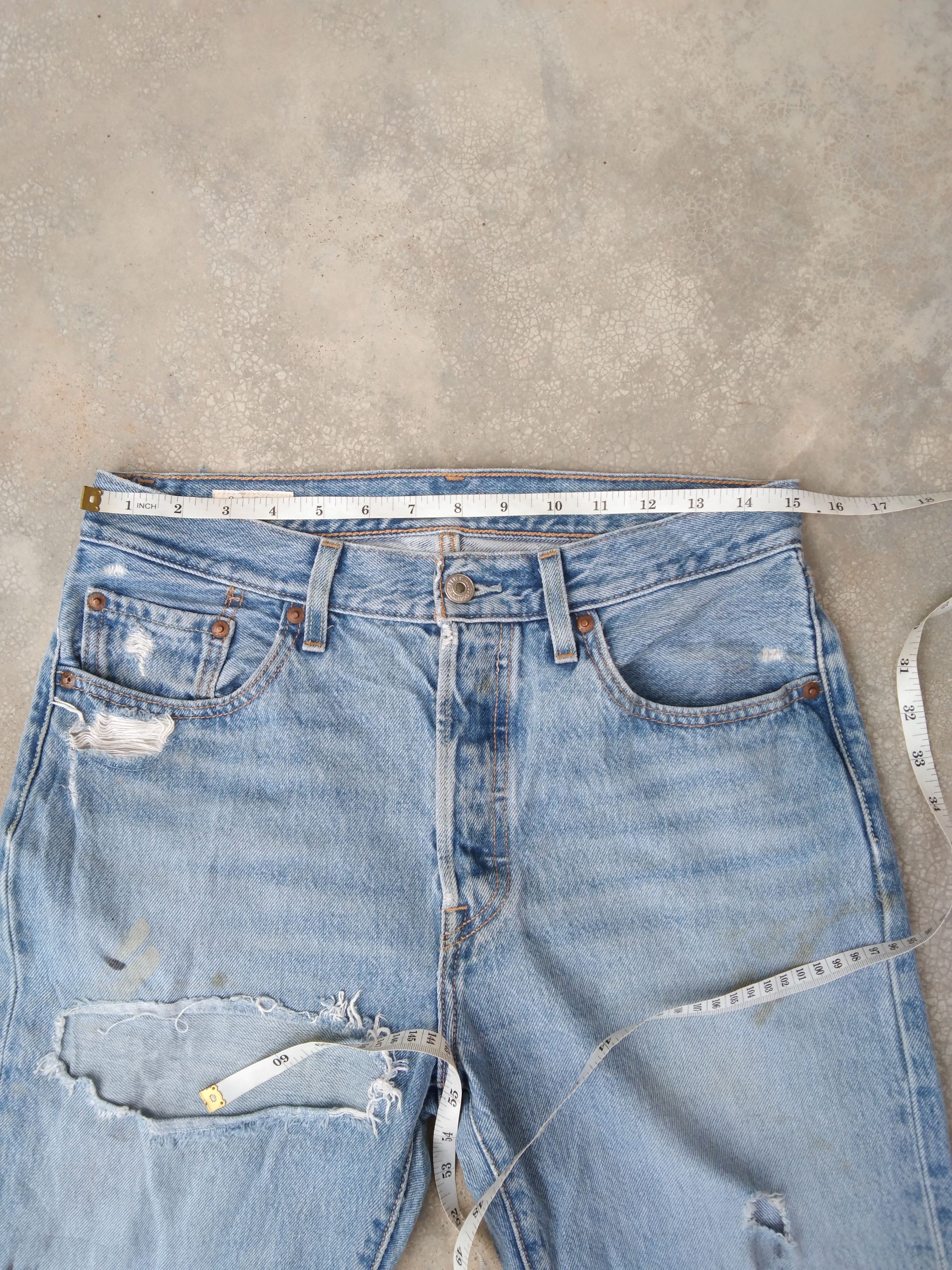 Levi's Vintage Levi's 501 Distressed Repaired Jeans 30x30 Size US 30 / EU 46 - 9 Thumbnail