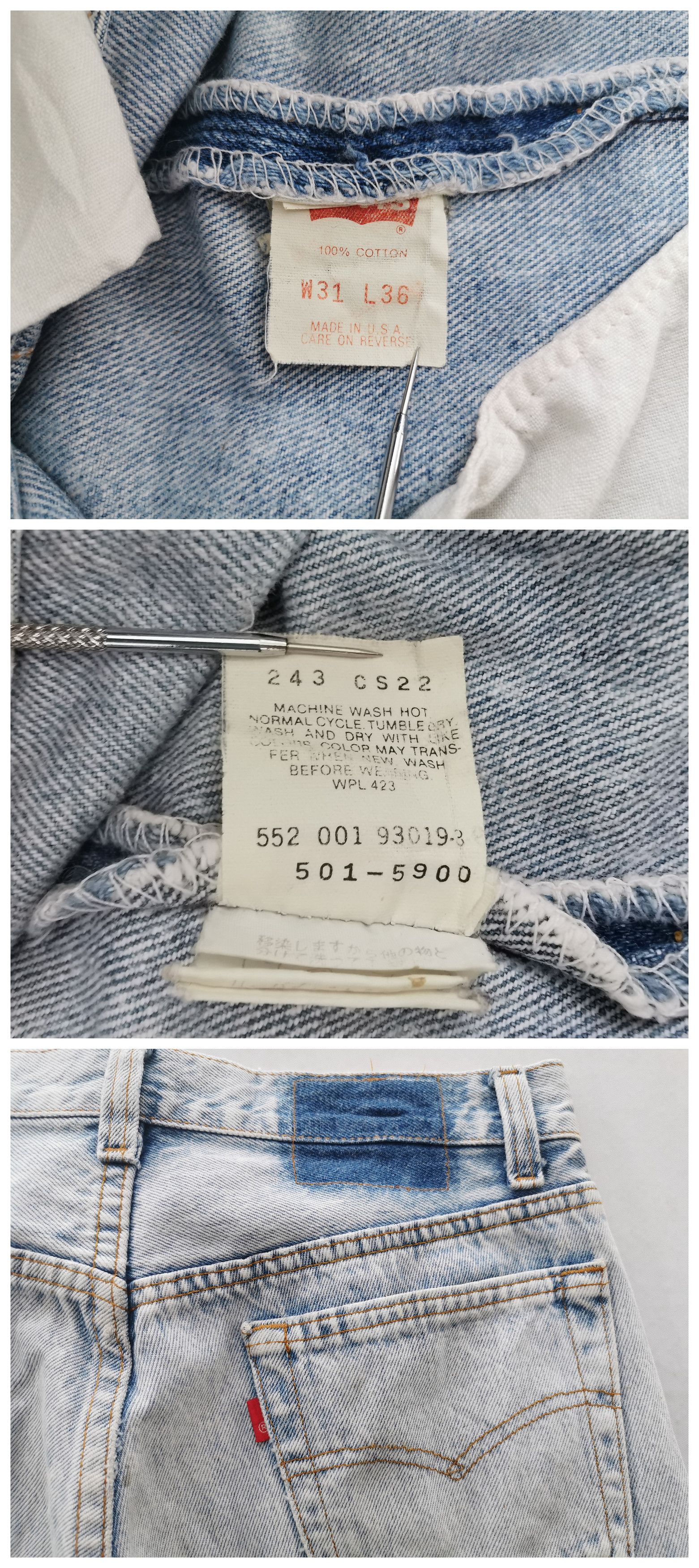 Vintage Levis 501 Distressed Jeans Made In USA Size 30/31x36