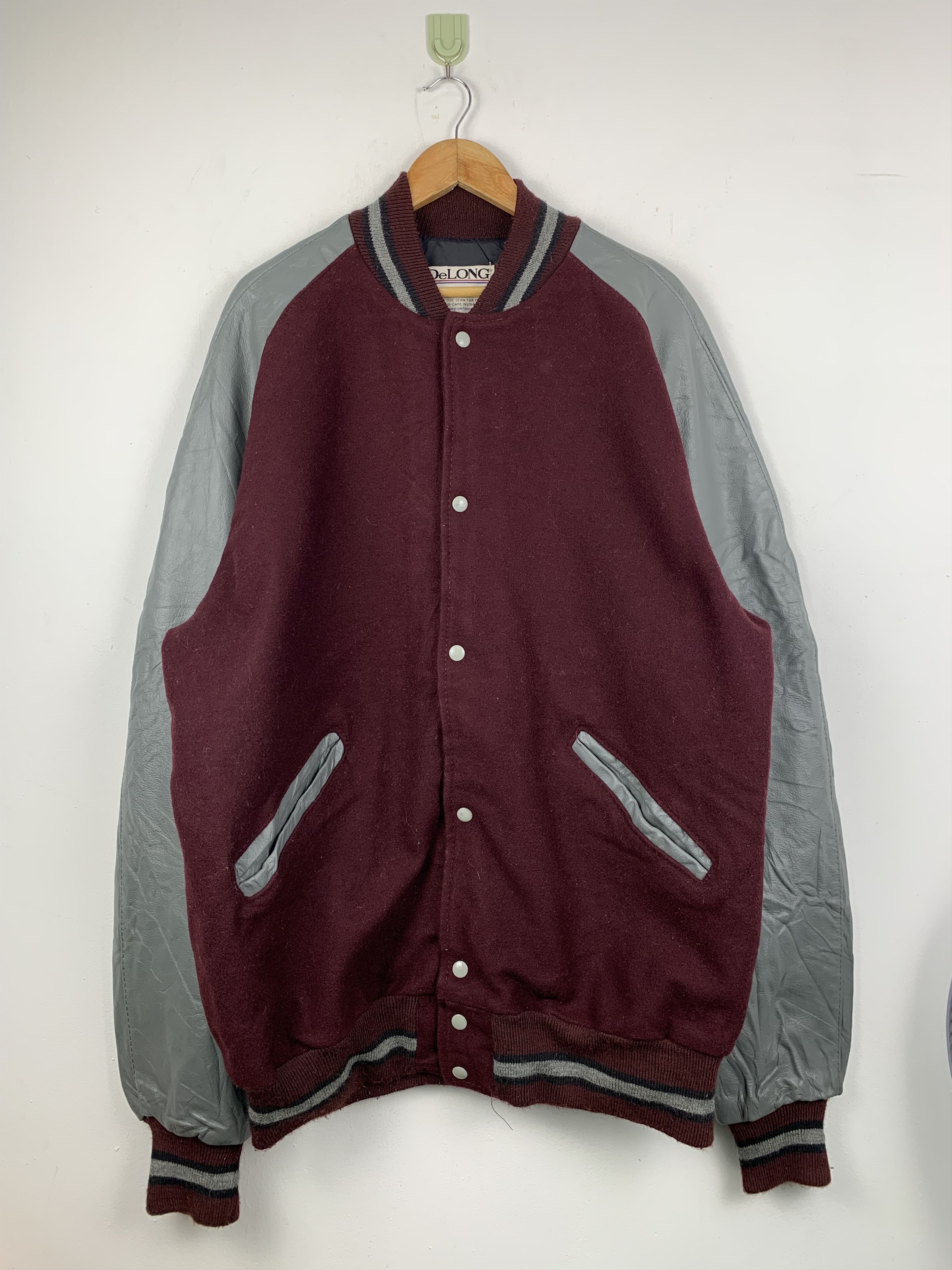 70'S DeLong hooded sailor collar wool varsity jacket made in USA women's size M /eaa492925