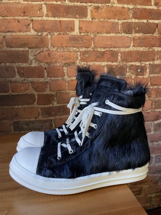 Rick Owens Rick Owens mainline high top pony hair Ramones Grailed