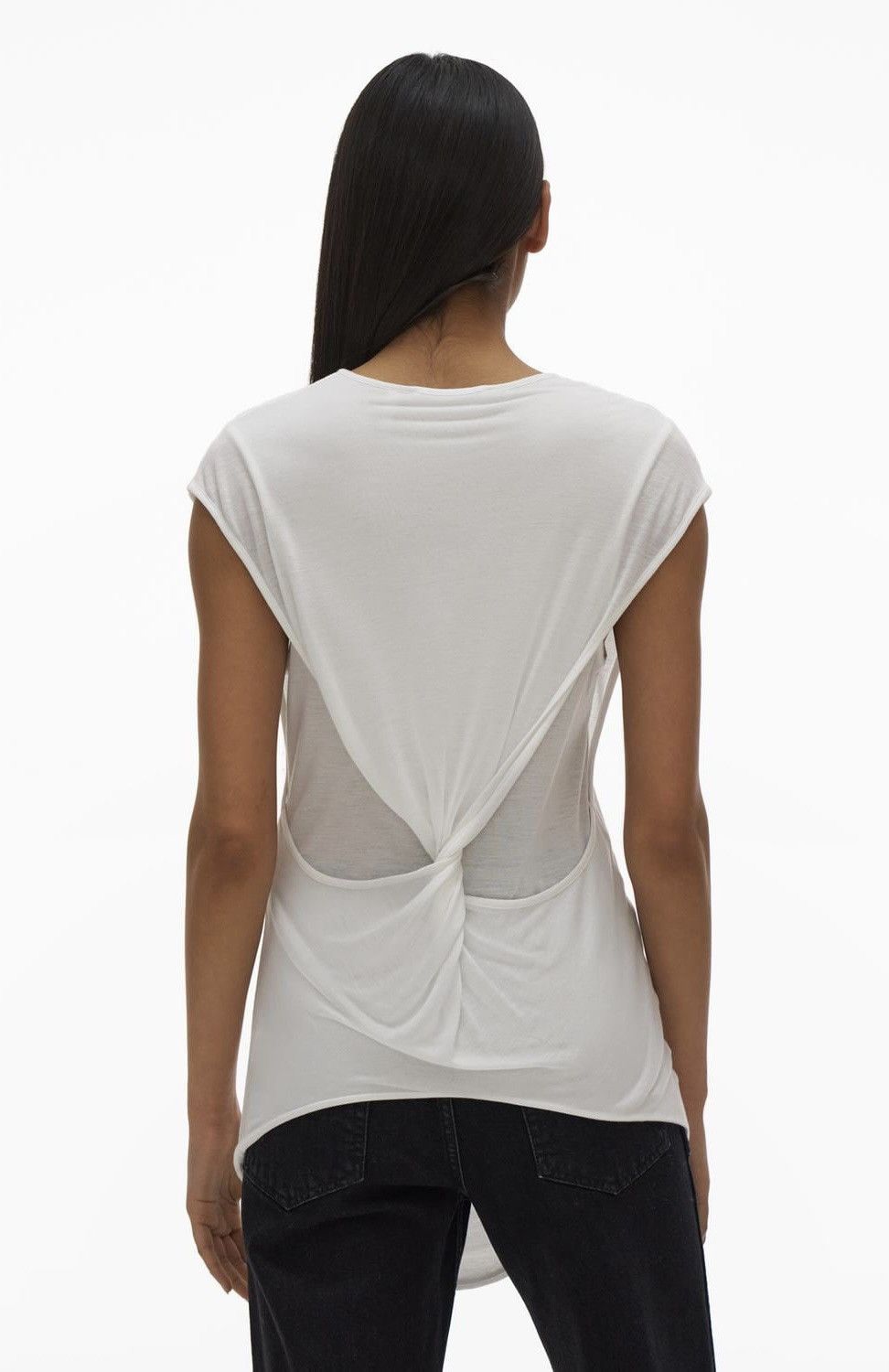 Helmut Lang Women's Helmut Lang Twist Back Cap Sleeves Curved Hem Top M Size M / US 6-8 / IT 42-44 - 4 Thumbnail