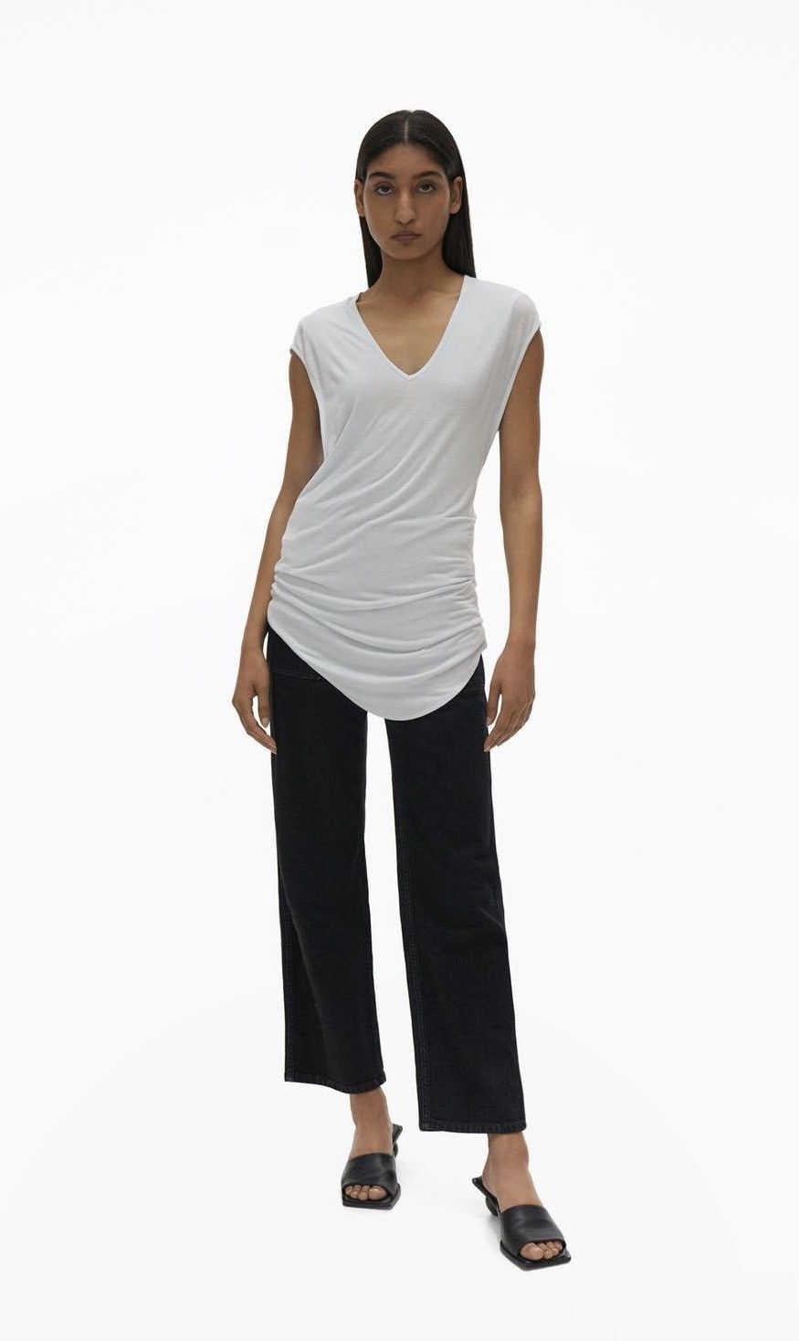 Helmut Lang Women's Helmut Lang Twist Back Cap Sleeves Curved Hem Top M Size M / US 6-8 / IT 42-44 - 2 Thumbnail