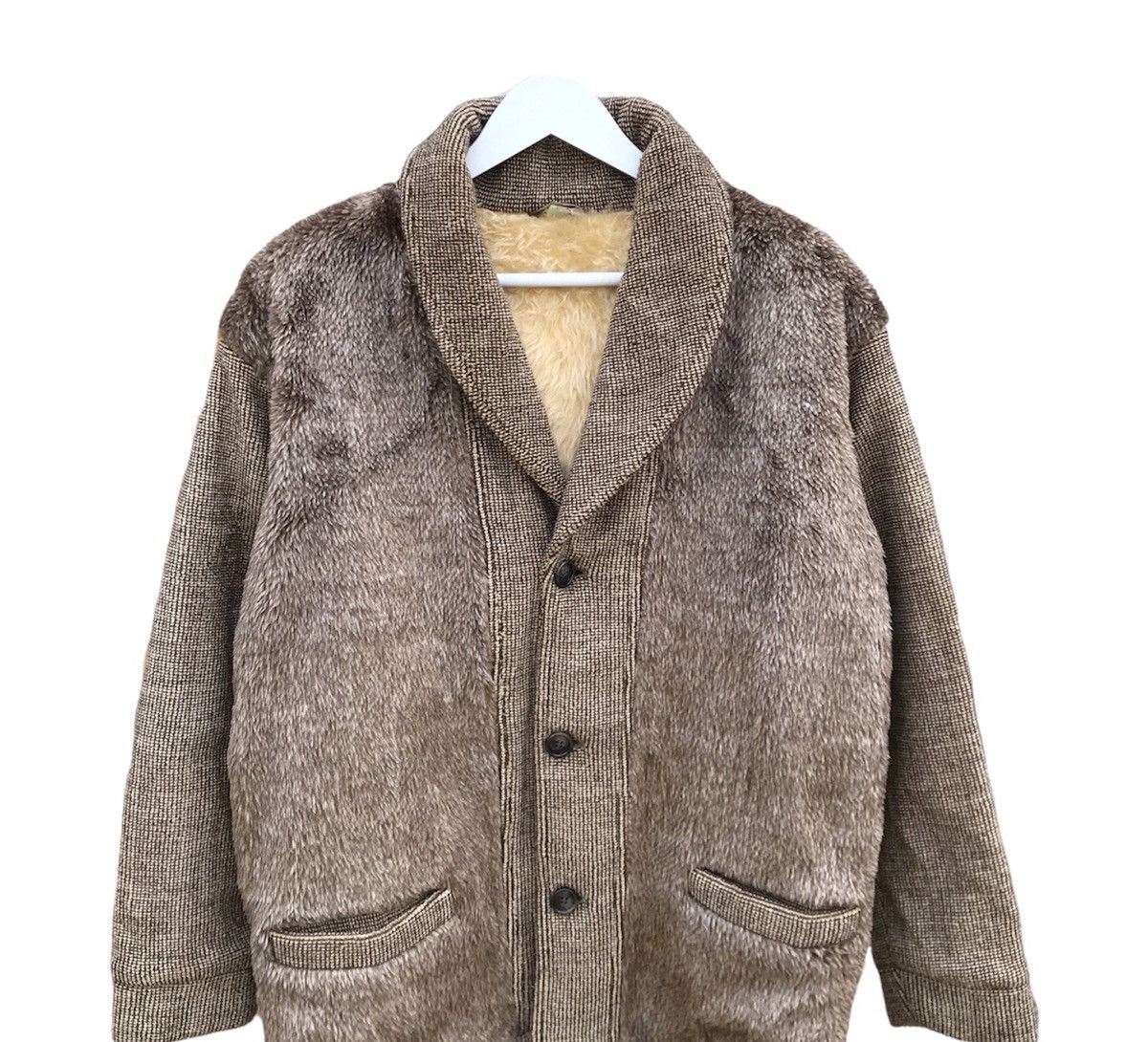 Designer Japan Archival Mohair TweedWool Fur sherpa jacket yohji Size US L / EU 52-54 / 3 - 4 Thumbnail