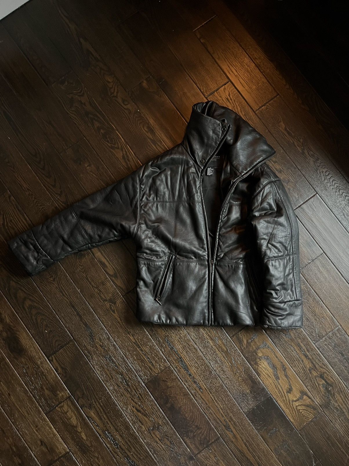 Vintage Grey Leather Bomber Jacket 10