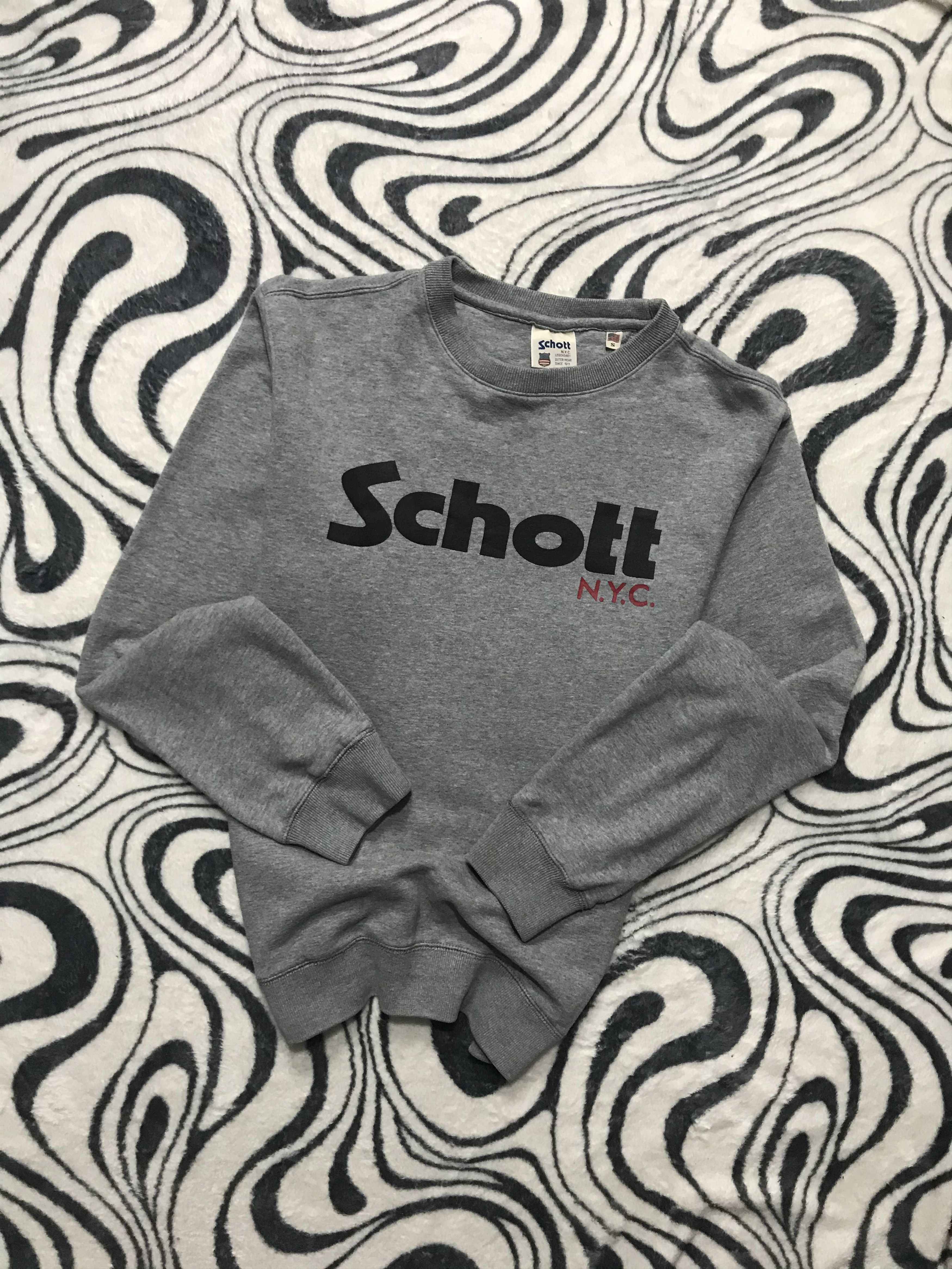 Schott × Vintage Vintage Schott NYC Mens Grey Sweatshirt Size US L / EU 52-54 / 3 - 1 Thumbnail