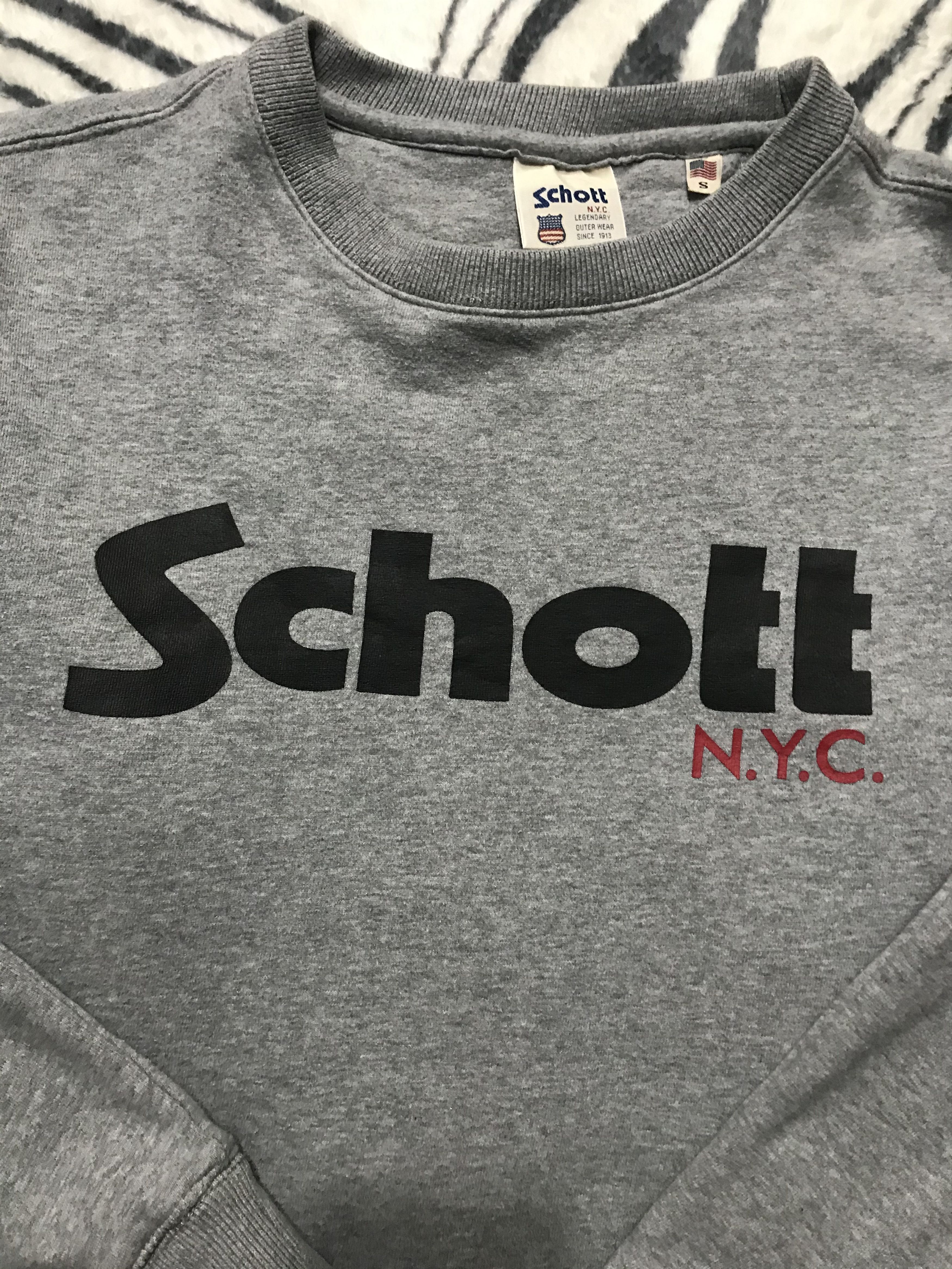 Schott × Vintage Vintage Schott NYC Mens Grey Sweatshirt Size US L / EU 52-54 / 3 - 4 Thumbnail