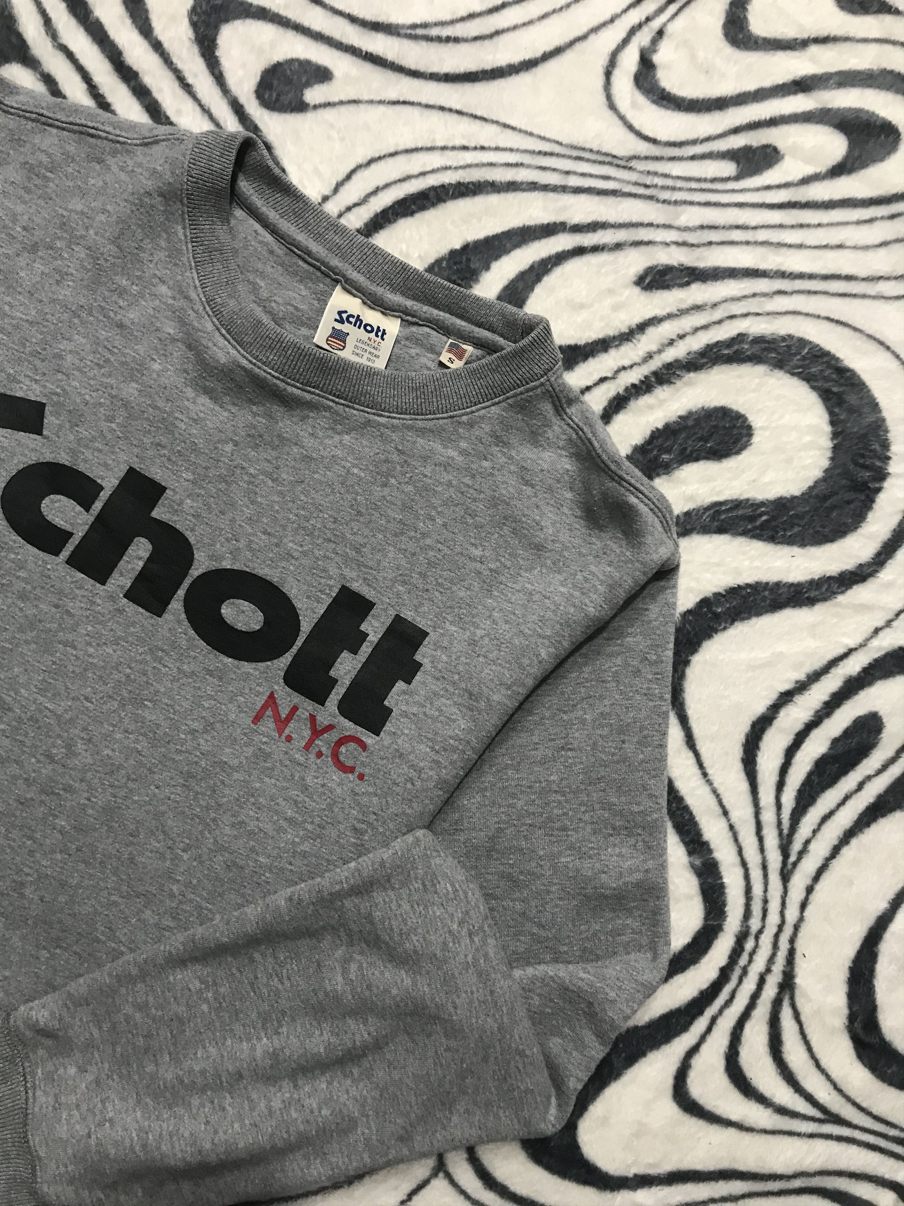 Schott × Vintage Vintage Schott NYC Mens Grey Sweatshirt Size US L / EU 52-54 / 3 - 2 Thumbnail