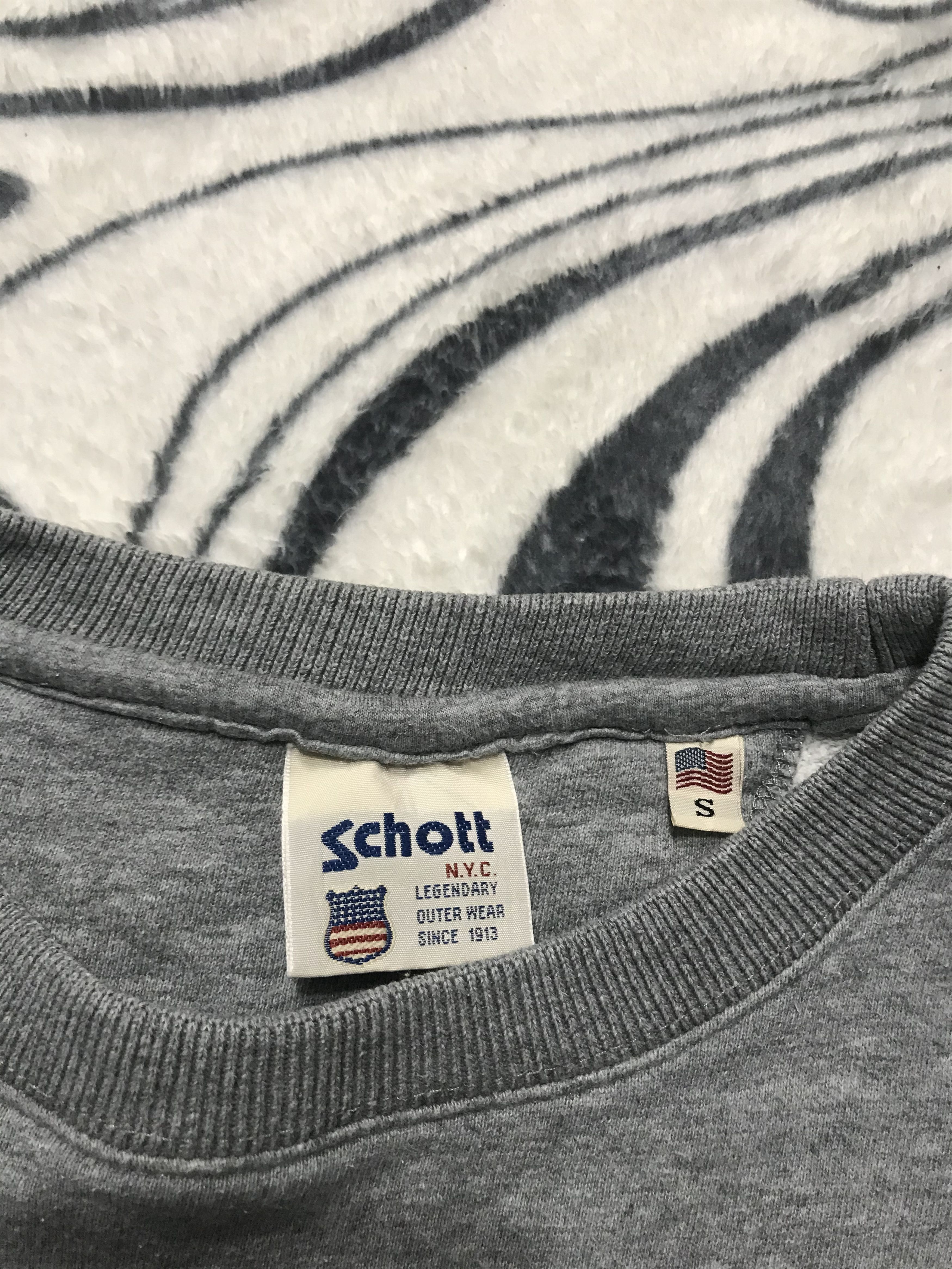 Schott × Vintage Vintage Schott NYC Mens Grey Sweatshirt Size US L / EU 52-54 / 3 - 5 Thumbnail