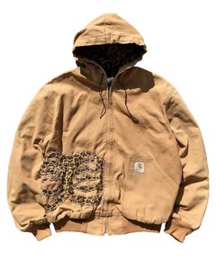 Vintage Carhartt Jacket - Hooded Active Jackets - Khaki/Navy/Black -  REWORKED