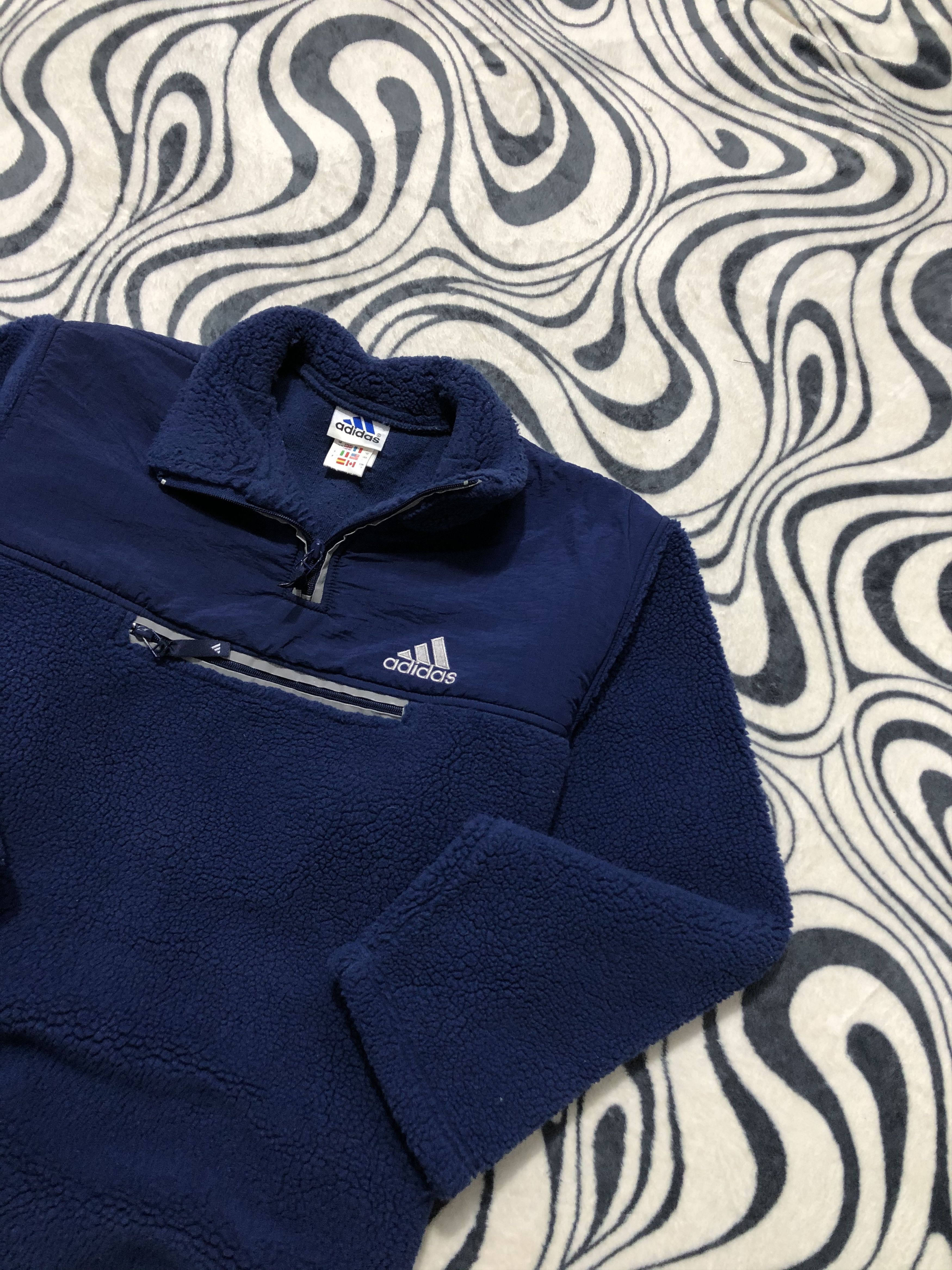 Adidas Adidas Vintage 1\4 Zip Teddy Fleece Jacket Sherpa Size US XL / EU 56 / 4 - 2 Thumbnail