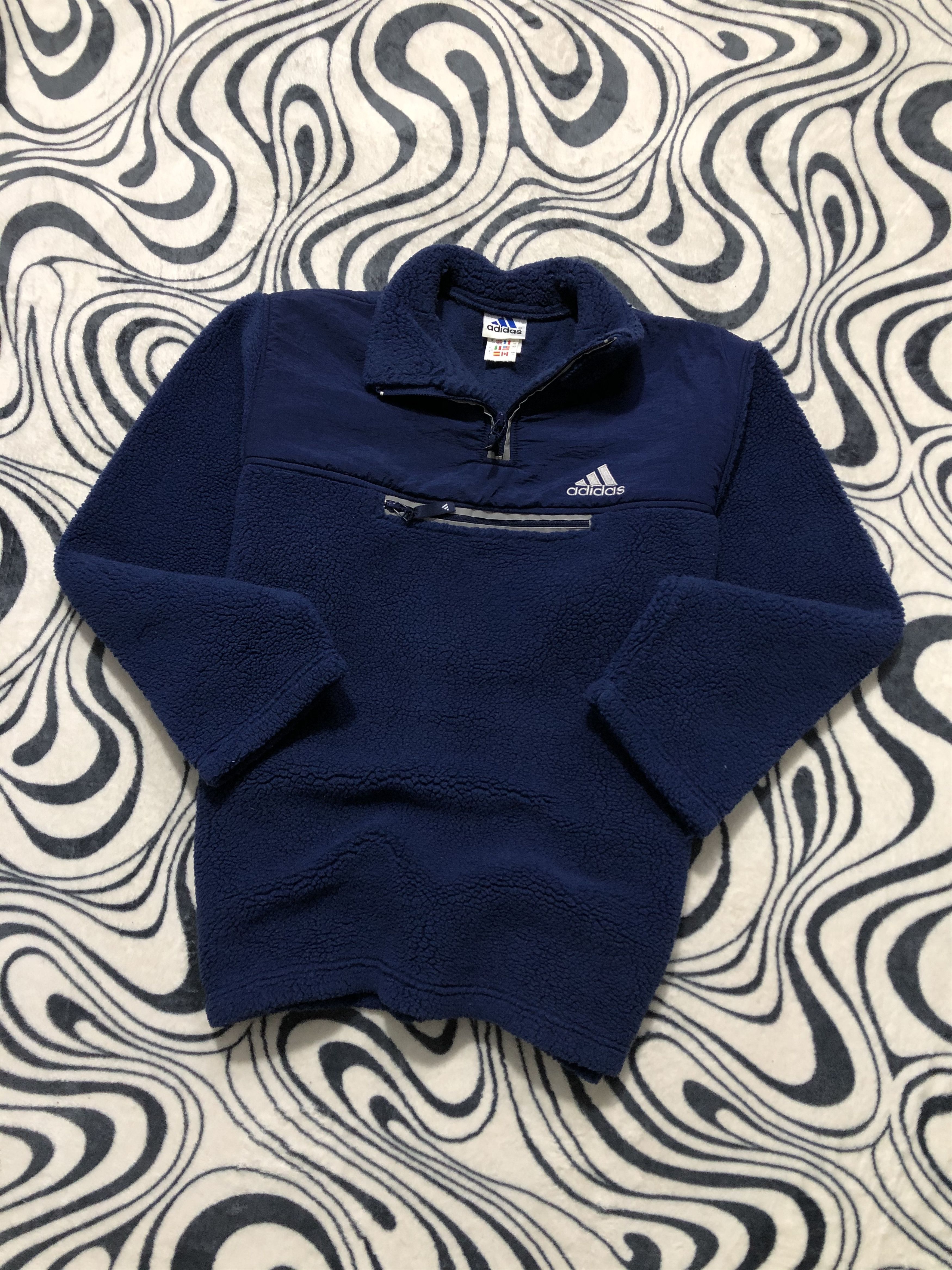 Adidas Adidas Vintage 1\4 Zip Teddy Fleece Jacket Sherpa Size US XL / EU 56 / 4 - 1 Thumbnail