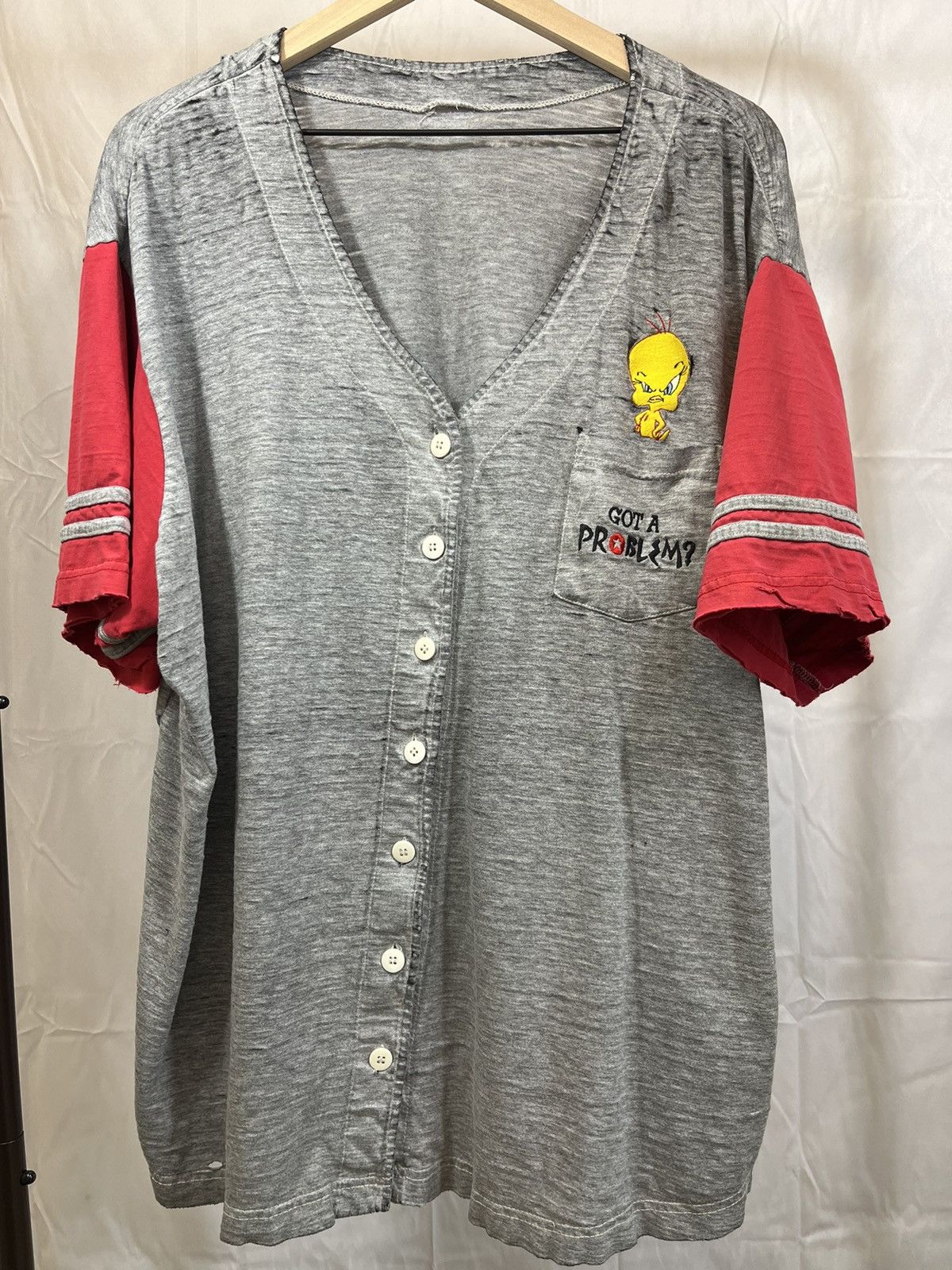 Thrashed Oversize Looney Tunes Faded Baseball Shirt XXXL